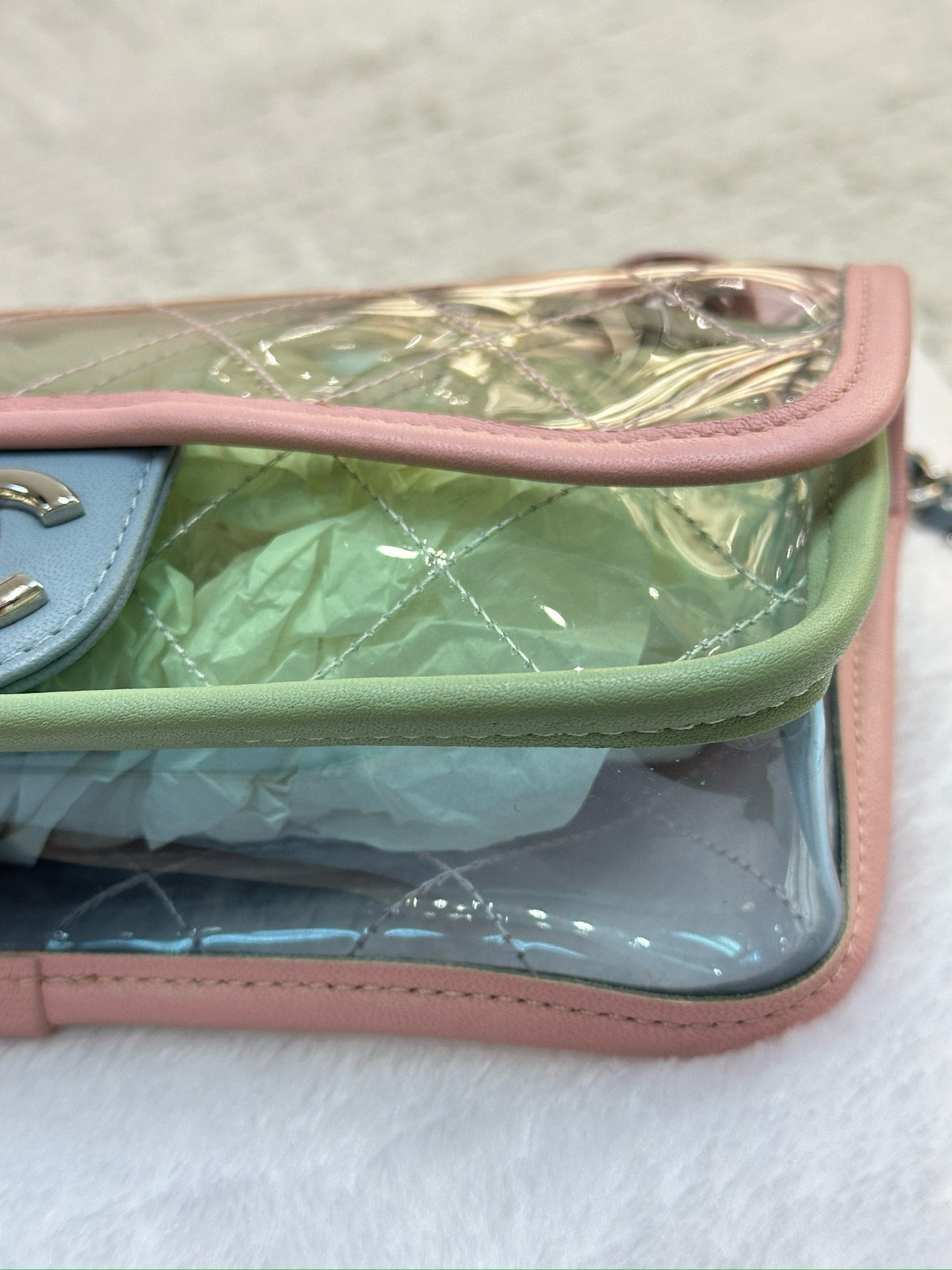 Chanel Mini Coco Splash PVC Flap Bag Pink/Green/Blue SHW