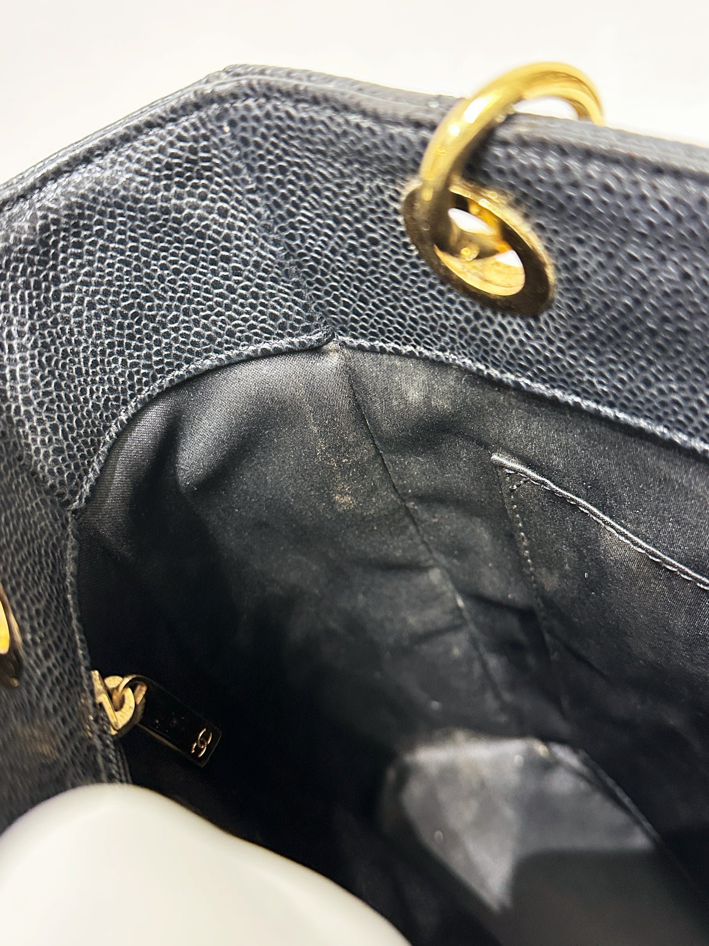 Chanel Caviar Quilted Petit Shopping Tote PST Black GHW 1602 holo card