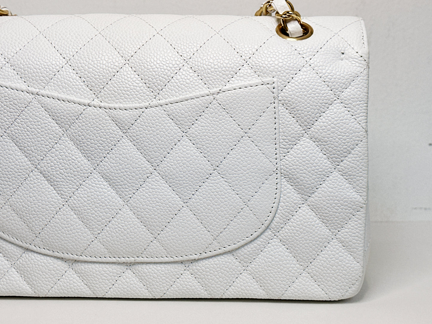 Chanel White Caviar Medium Classic Double Flap Bag 1350 holo card