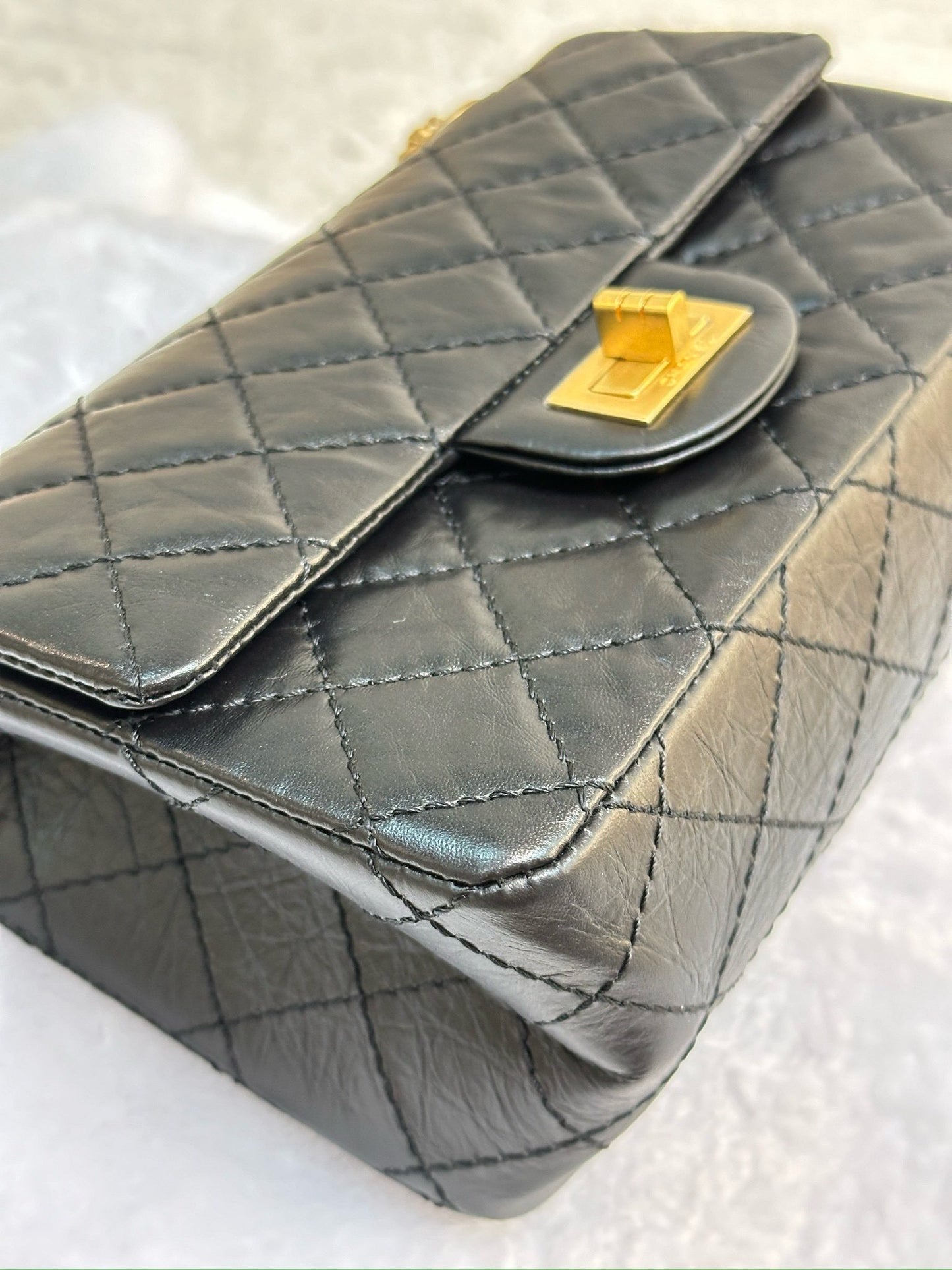 Chanel Mini Aged Calfskin Quilted 2.55 Reissue Flap Black Bag
