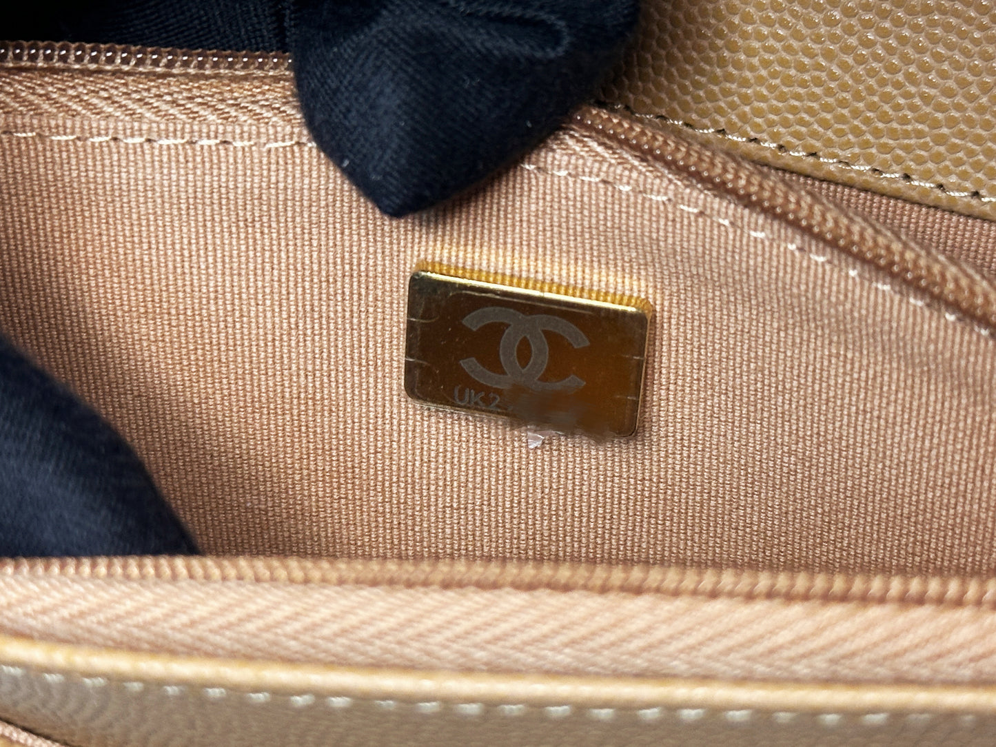 Chanel 23P Caramel Dark Beige Caviar Classic Quilted Wallet on chain LGHW UK27 microchip