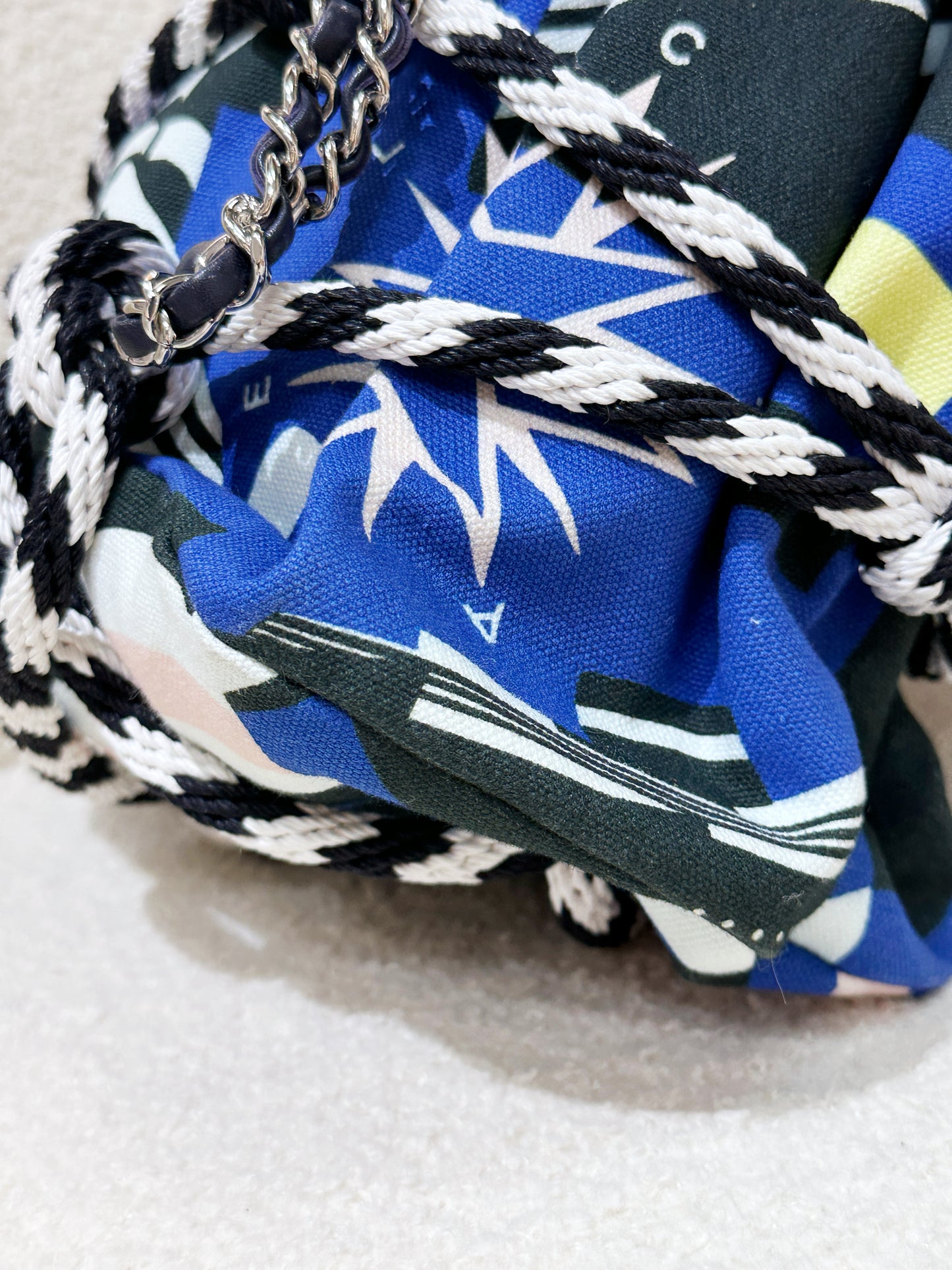 Chanel Blue Cotton Drawstring Bag Multiple colors 2704 holo card