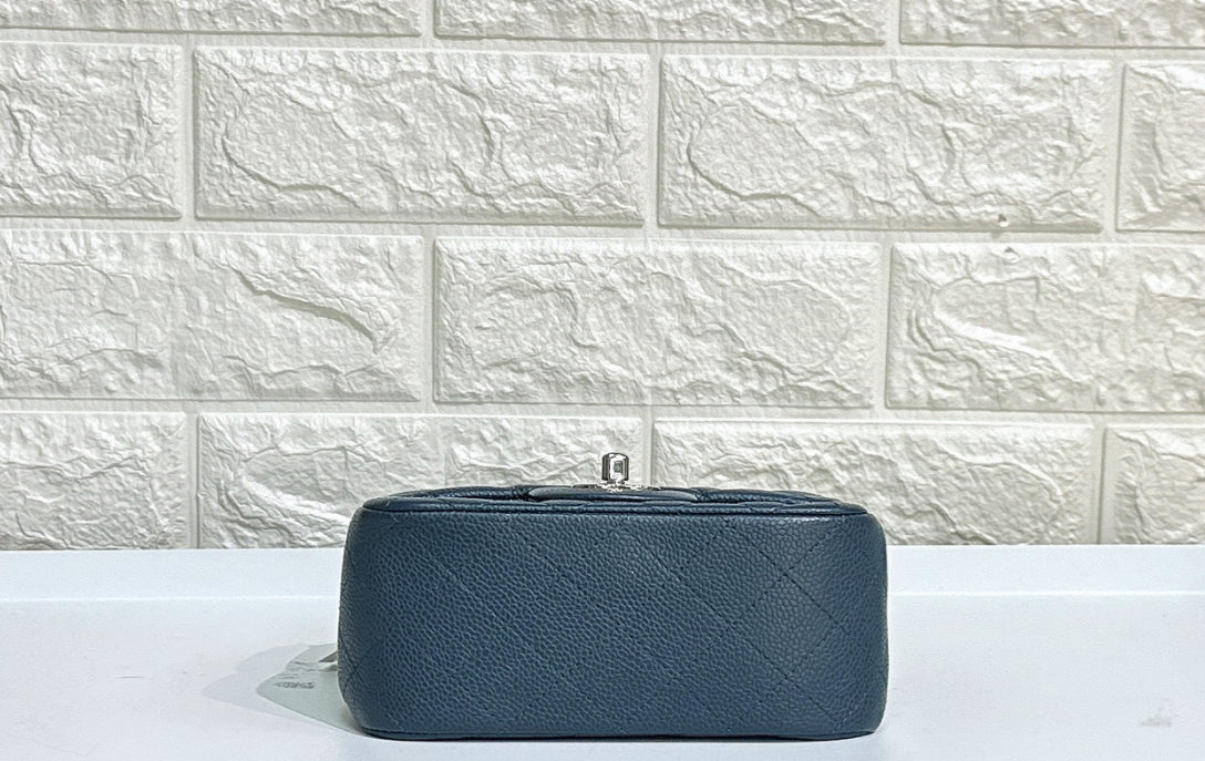 Chanel Classic Square Mini Flap in Blue Caviar and SHW