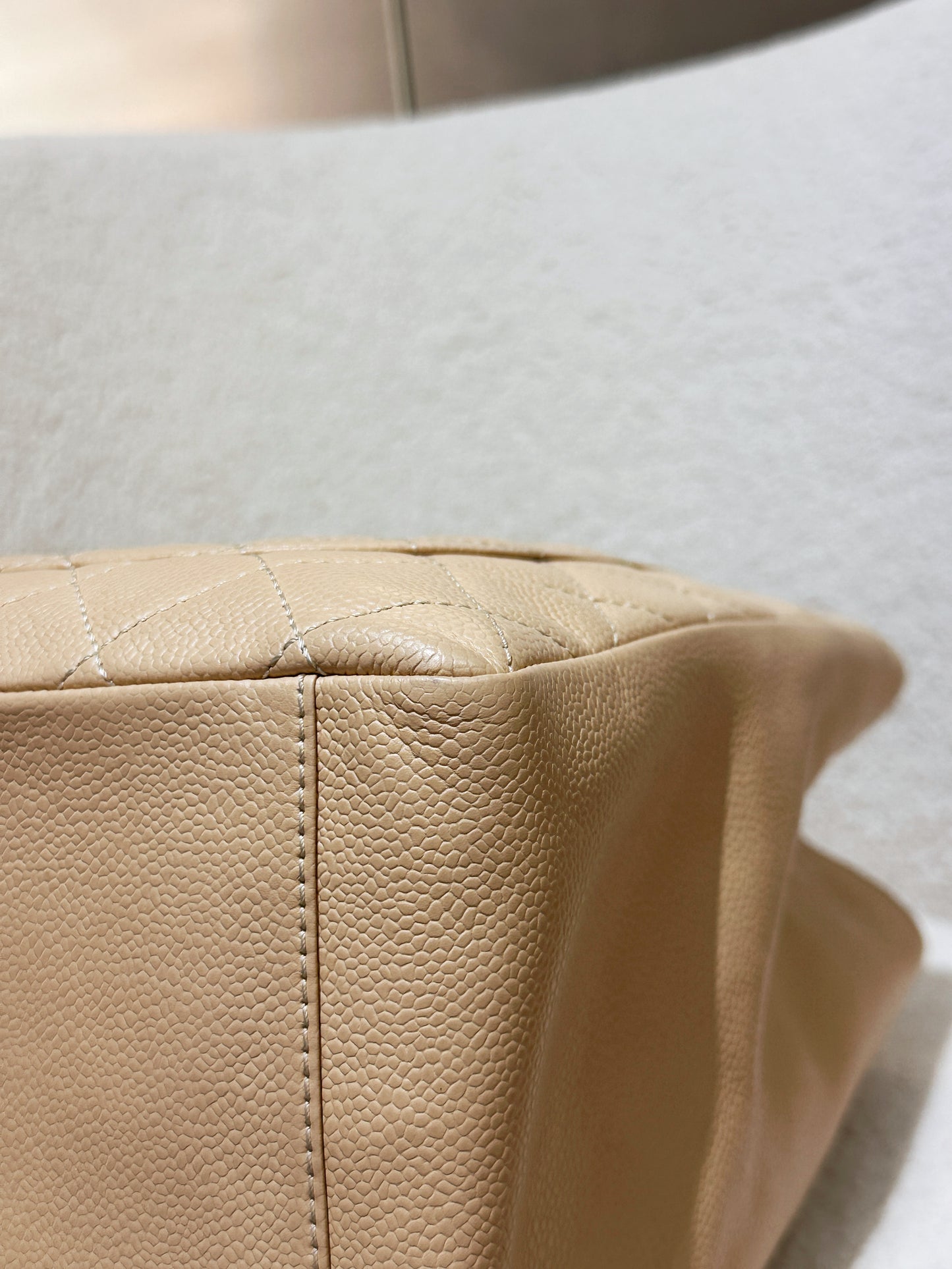 Chanel Caviar Grand Shopping Tote GST Beige GHW 1700 holo card