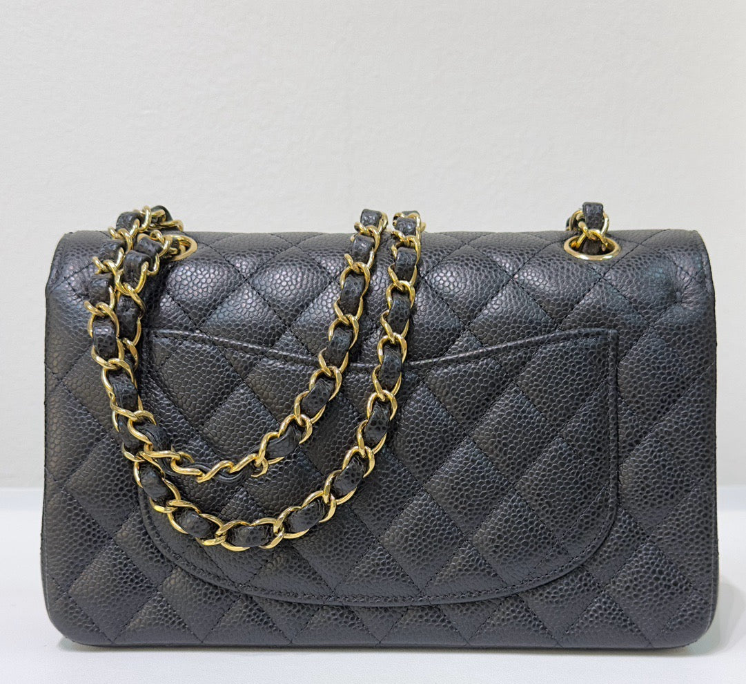 Chanel Small Classic Quilted Caviar Double Flap Bag Black 2022 year