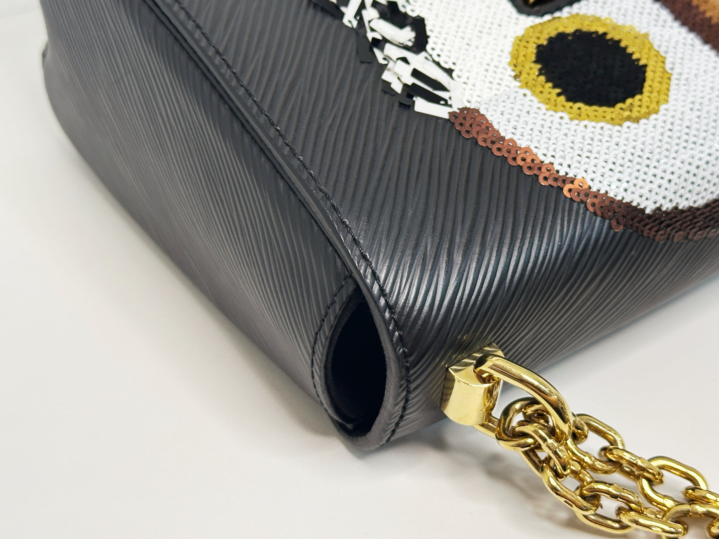 Louis Vuitton Black Epi Leather Sequin Owl MM Twist Bag