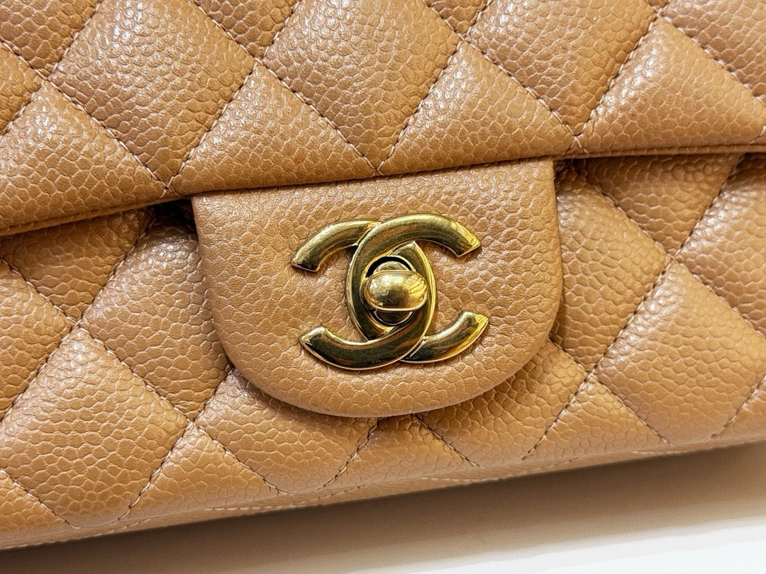 Chanel Classic Mini Rectangular Caviar Dark Beige Bag GHW 2598 holo