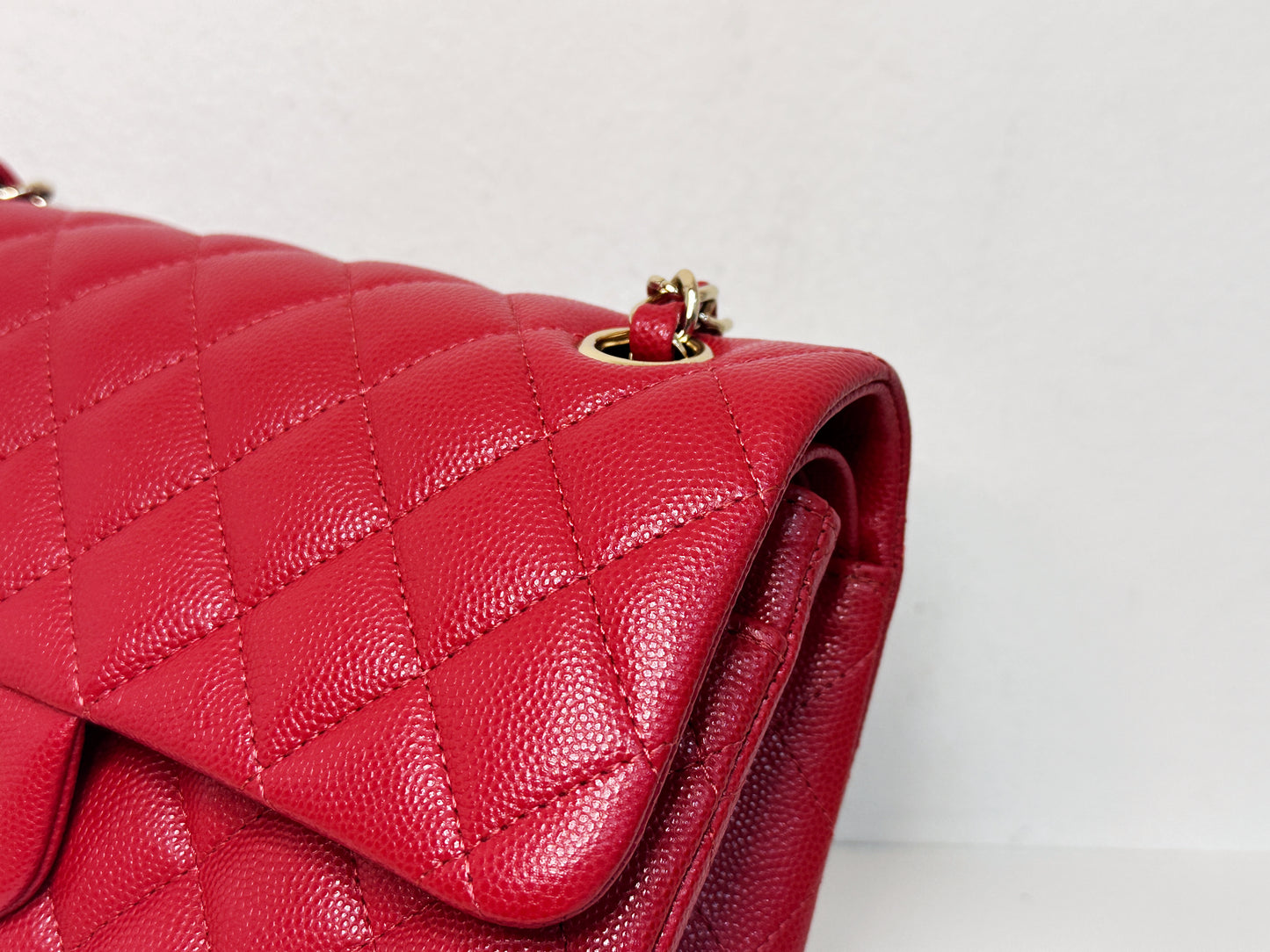 Chanel 19B Small Quilted Caviar Classic Double Flap Bag Red 2851 holo card