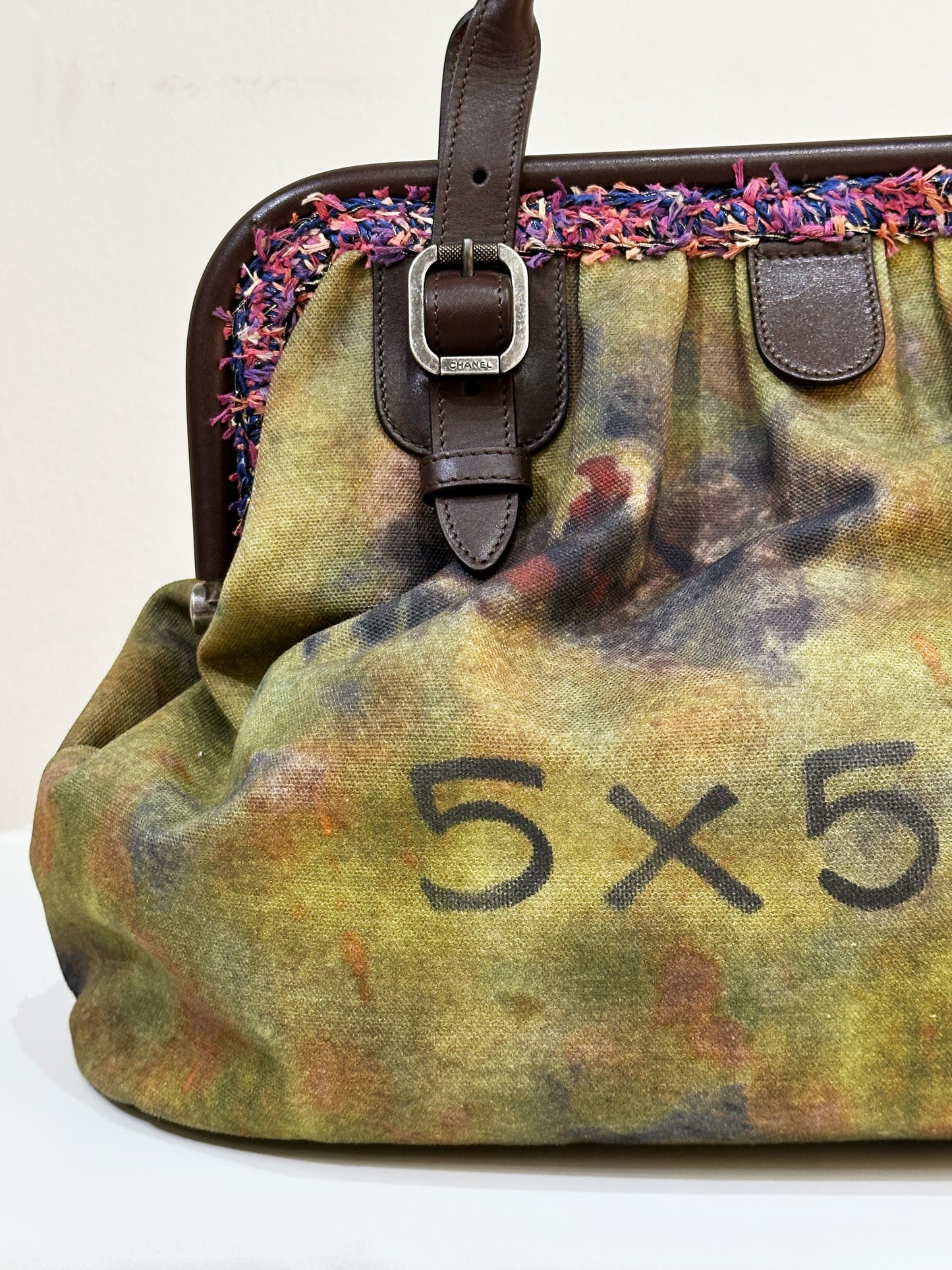 Chanel Green Graffiti Canvas On The Pavements Bowling Bag 2110 holo card