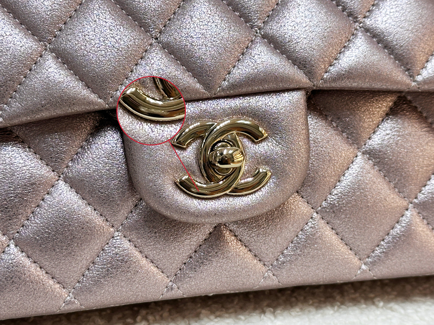 Chanel Classic Quilted Medium Double Flap Iridescent Pink (Calfskin)LGHW 1998 holo card