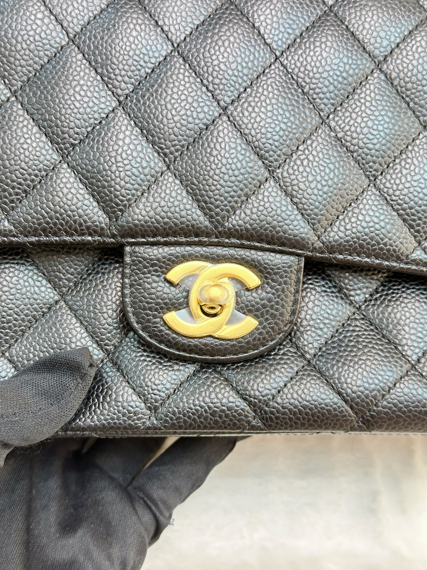Chanel Medium Classic Flap Caviar Black Gold Hardware
