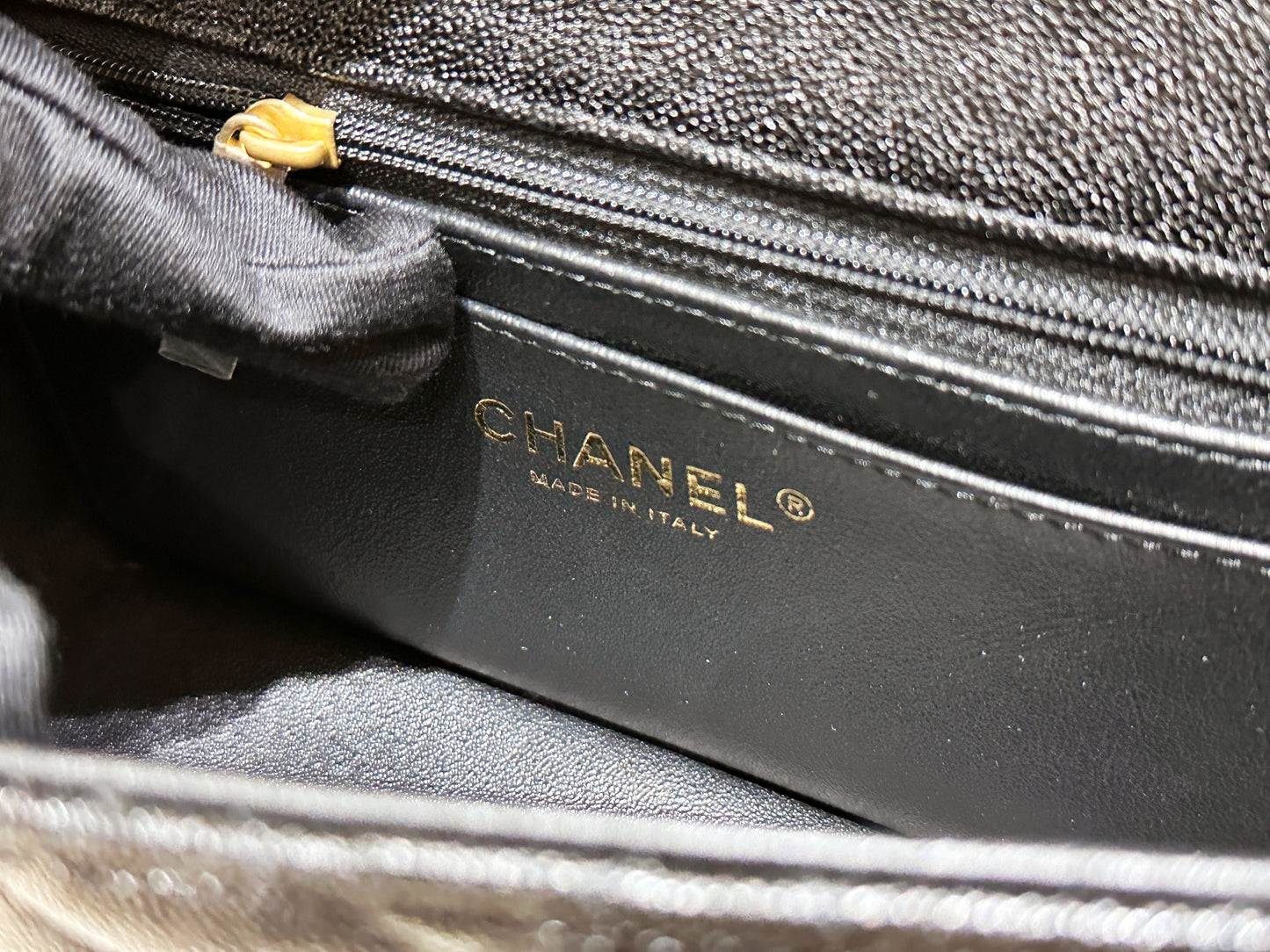 Chanel Mini Rectangular Top Handle Flap Bag Black Caviar GHW 3126 holo card