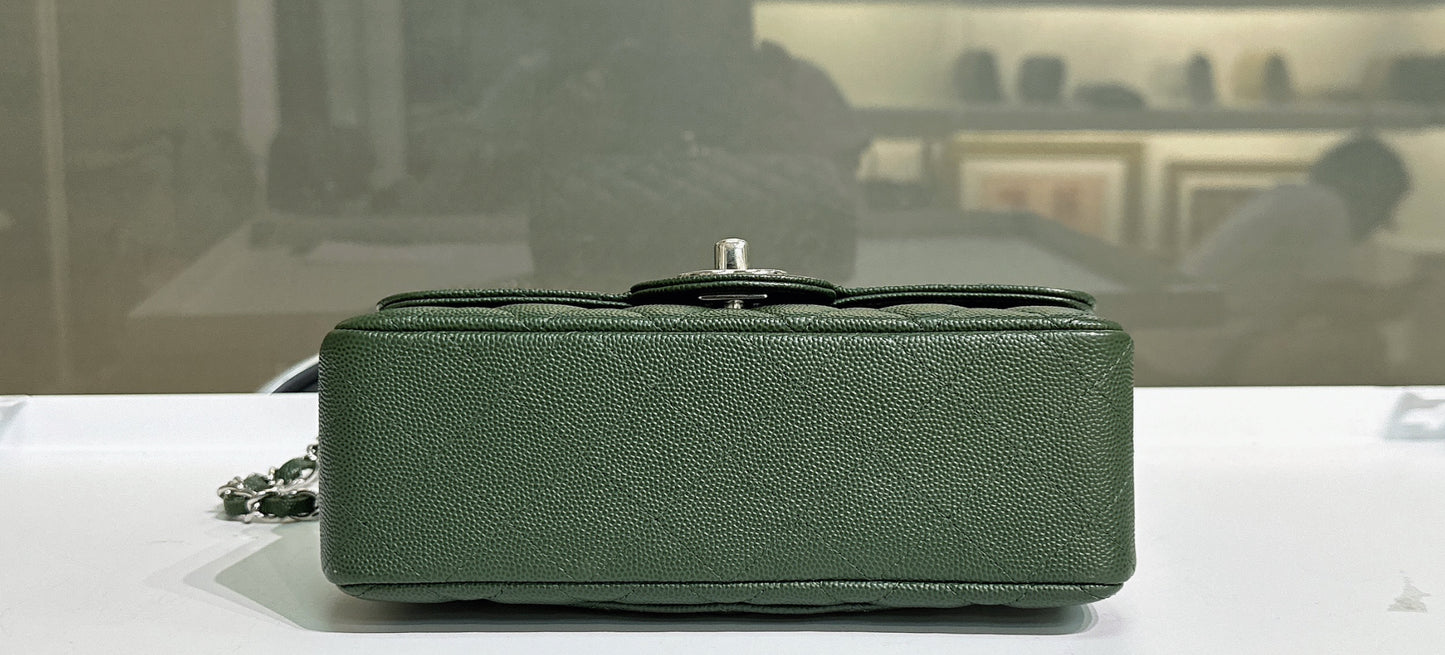 Chanel Mini Rectangular Classic Flap Bag Green