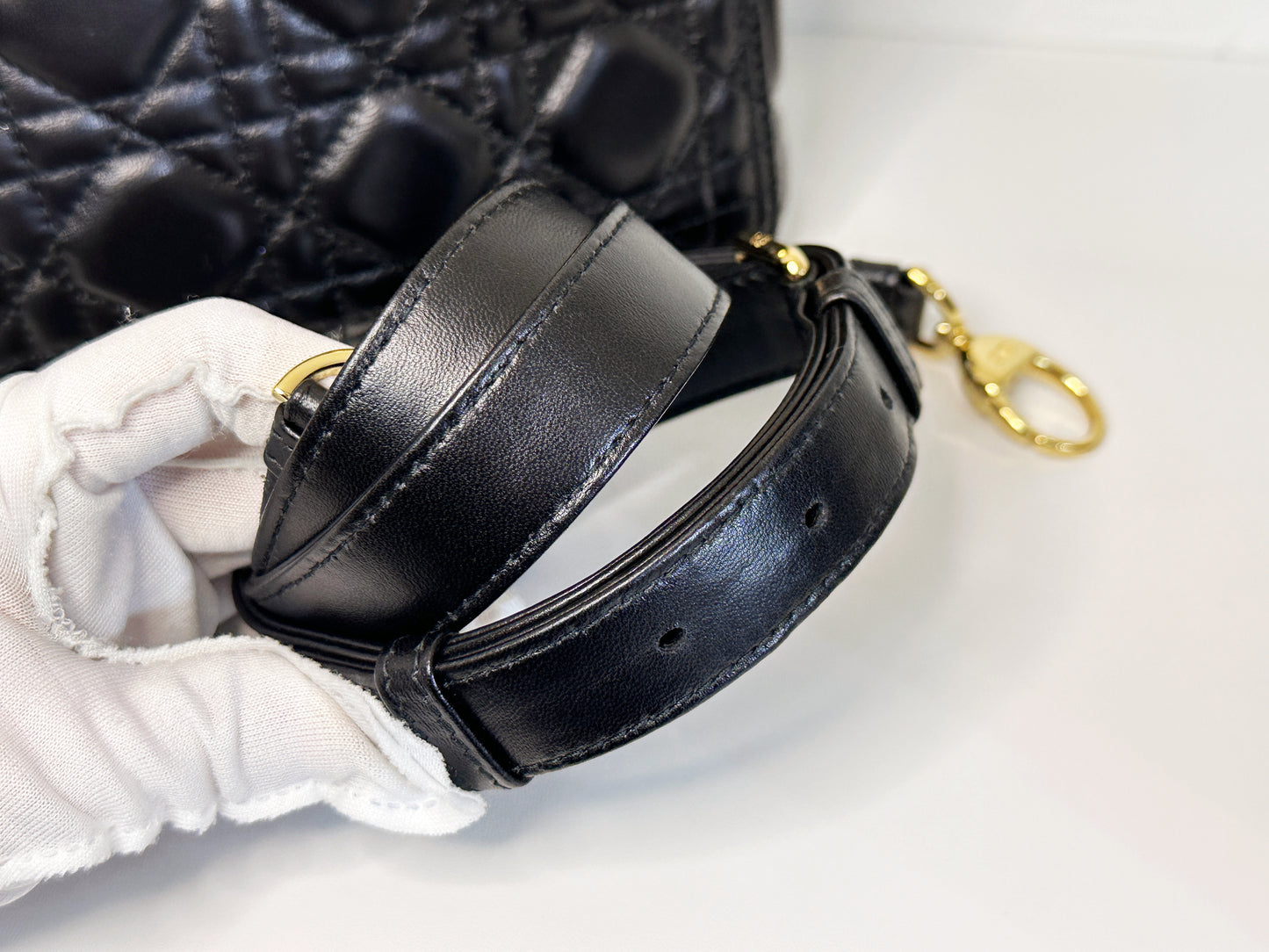 Christian Dior Medium Cannage Lambskin Lady Dior Bag Black GHW