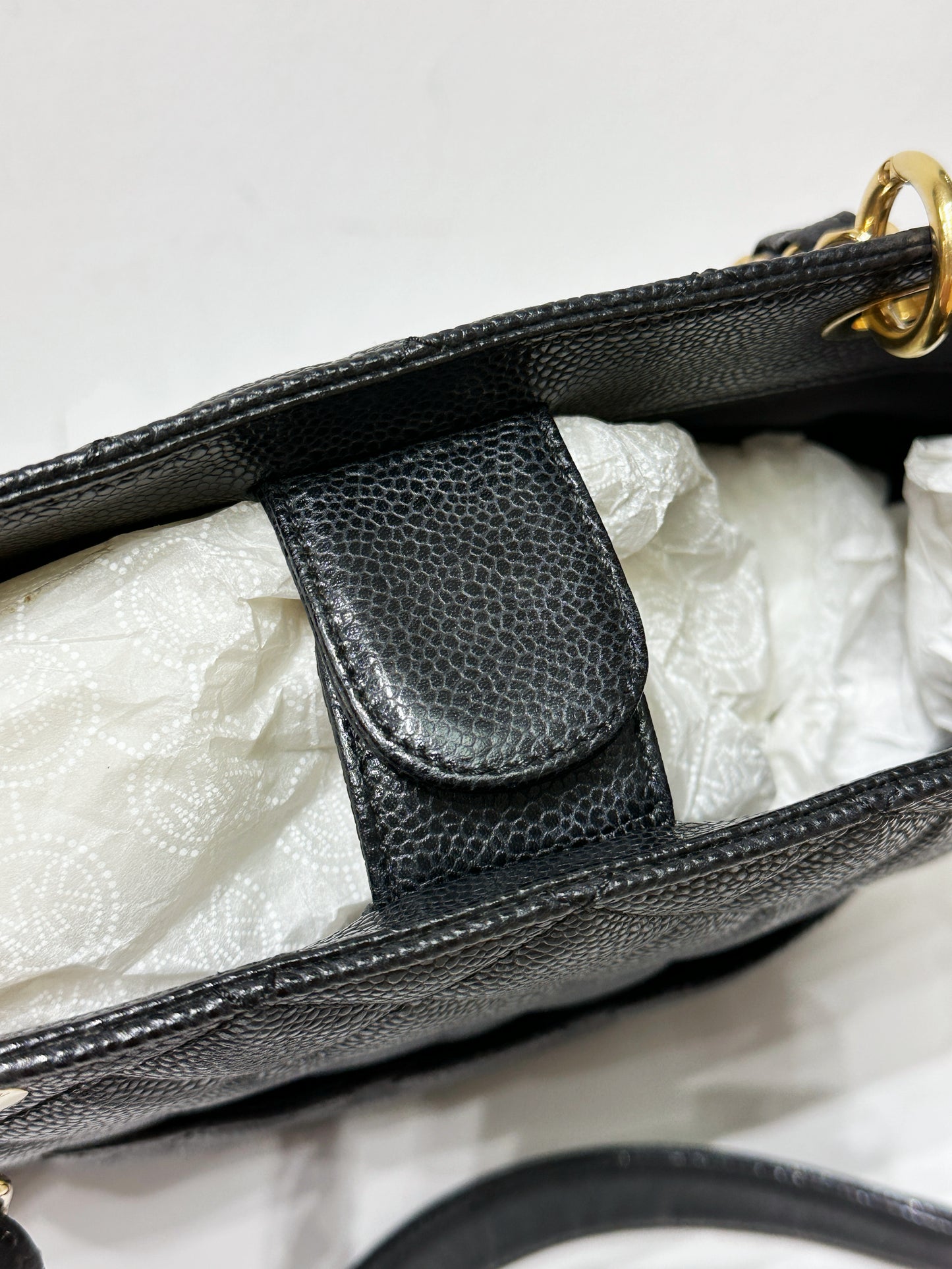 Chanel Caviar Quilted Petit Shopping Tote PST Black GHW 1602 holo card