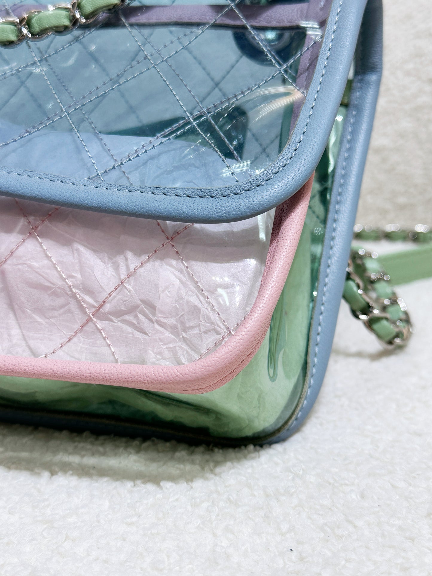Chanel Coco Splash PVC Medium Flap Bag Blue/Green/Pink 2562 holo