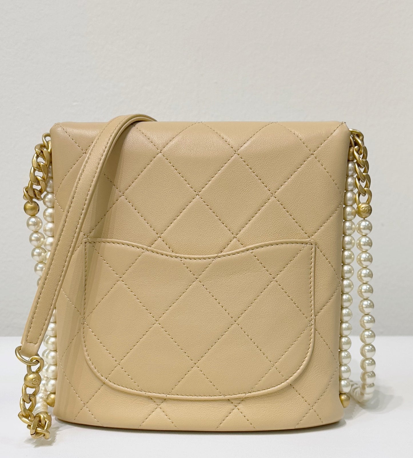 Chanel Small About Calfskin Quilted Pearls Flap Hobo GHW