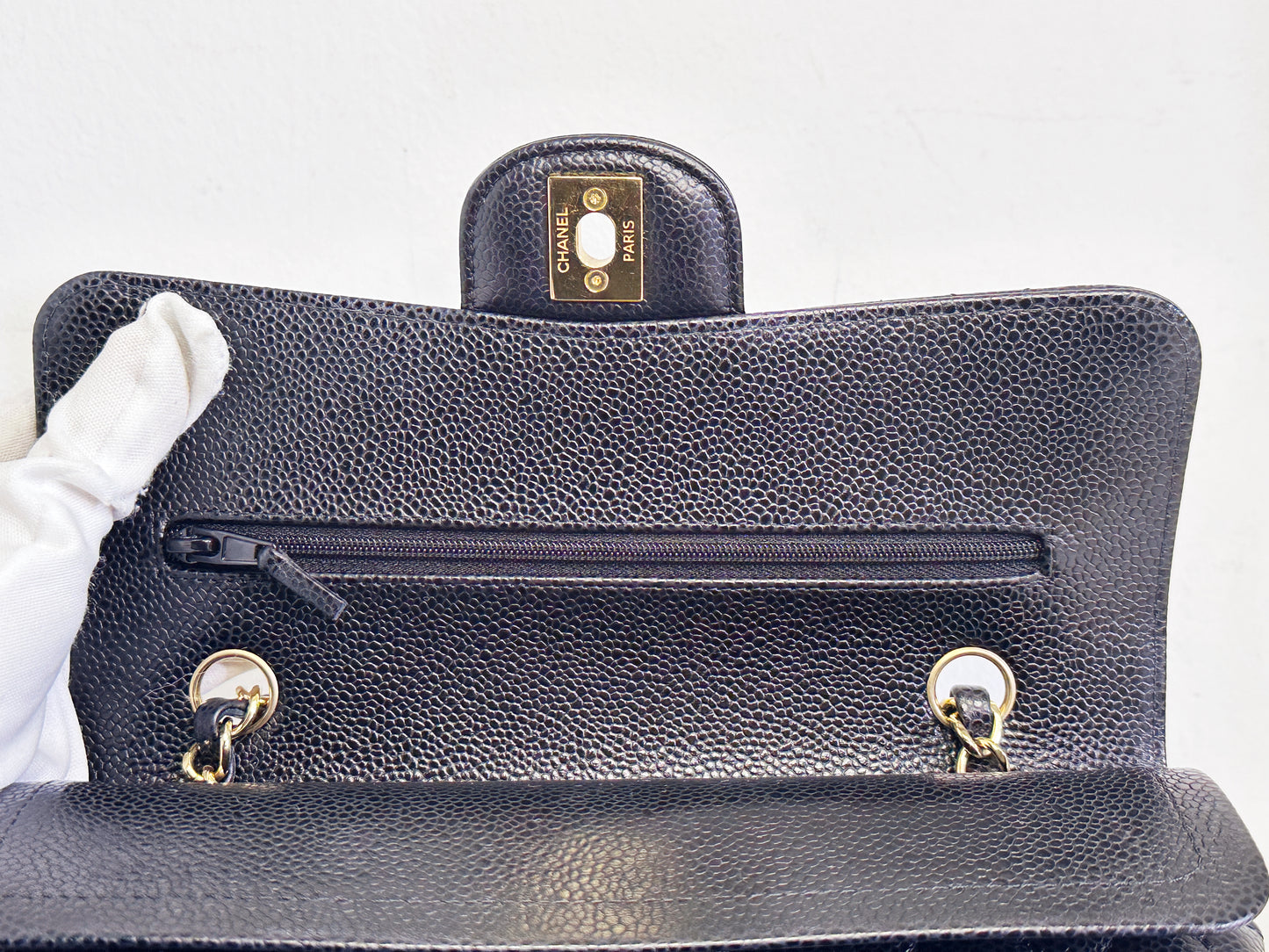 Chanel Small Classic Quilted Caviar Double Flap Bag Black TLLT Microchip