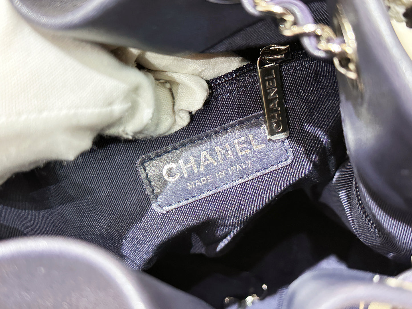 Chanel Blue Cotton Drawstring Bag Multiple colors 2704 holo card