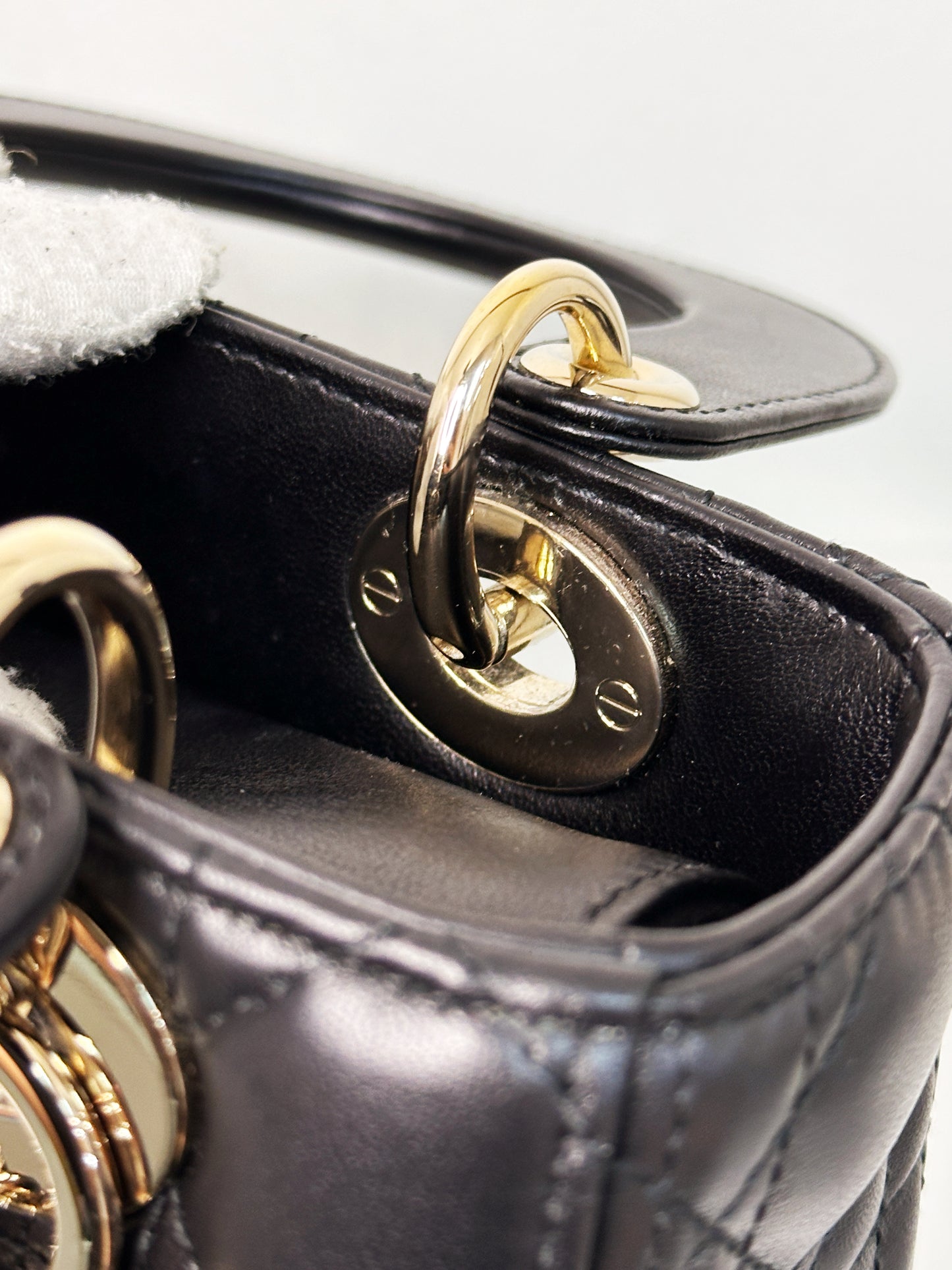 Christian Dior Small Cannage Lambskin My Lady Dior ABC Bag Black GHW