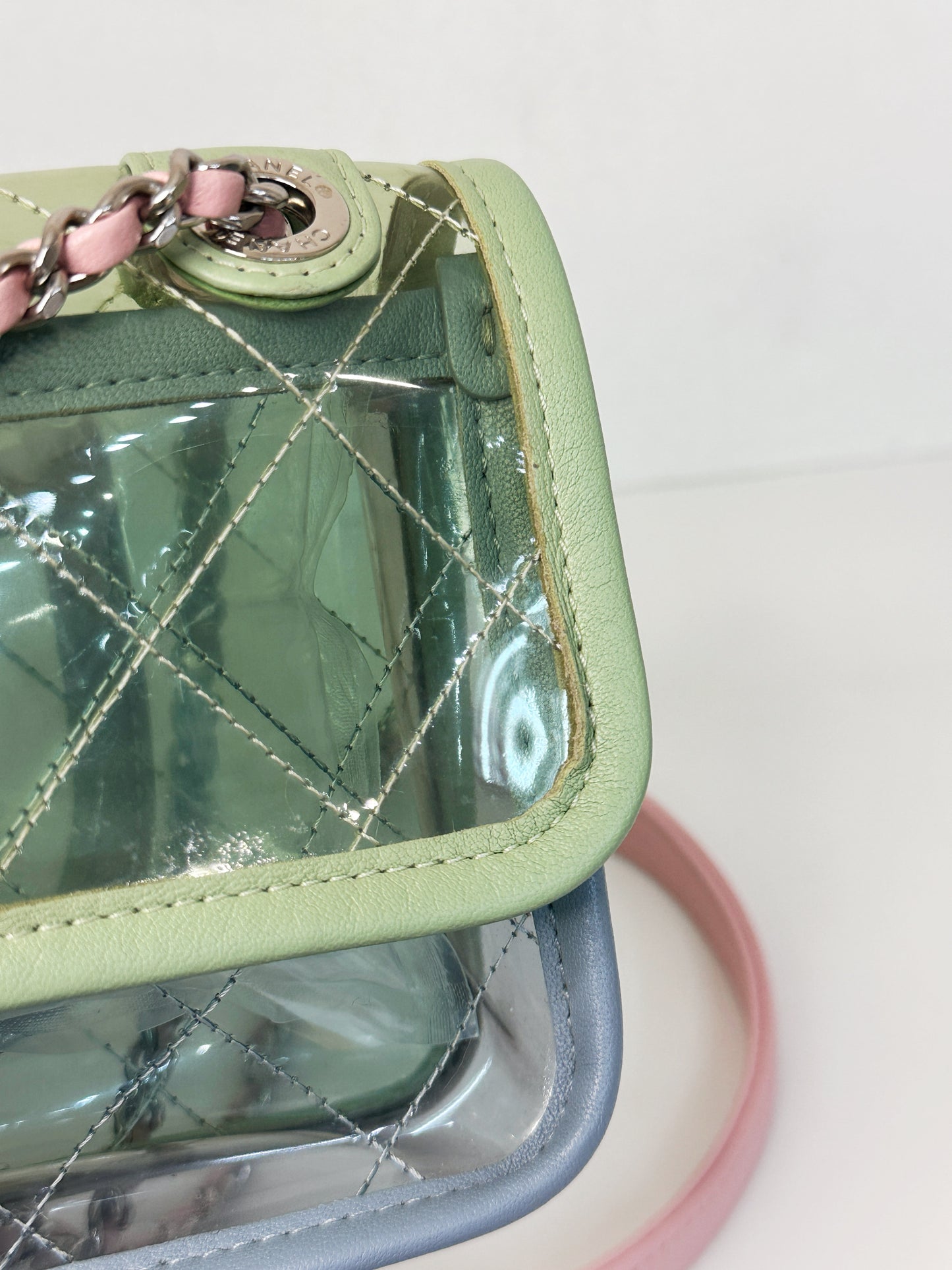 Chanel Coco Splash PVC Mini Flap Bag Green/Blue/Pink 2569 holo