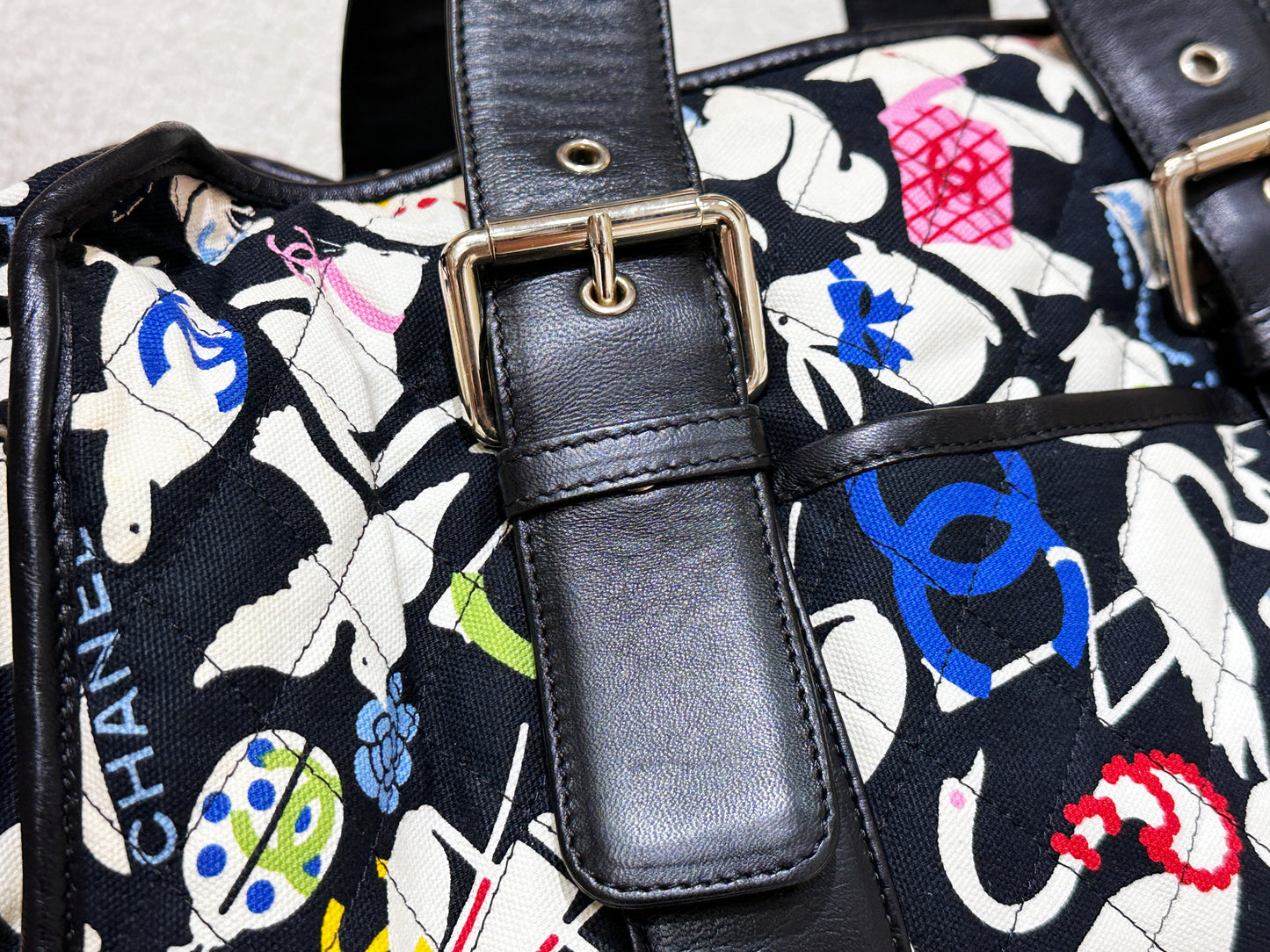 Chanel Canvas Baby Animals Diaper Bag Black 1119 holo card
