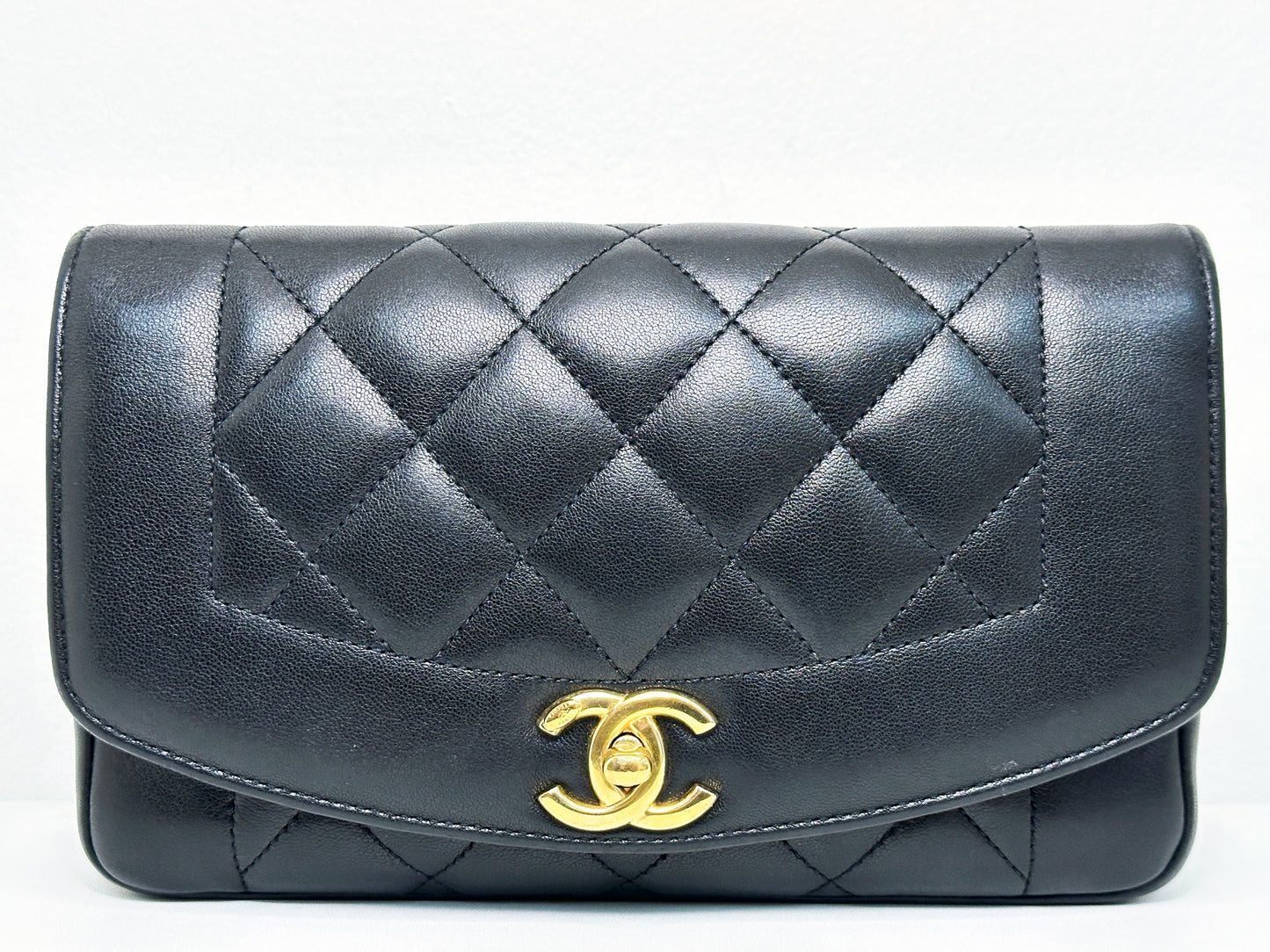 Chanel Small Diana Flap Black Lambskin GHW 2073 holo