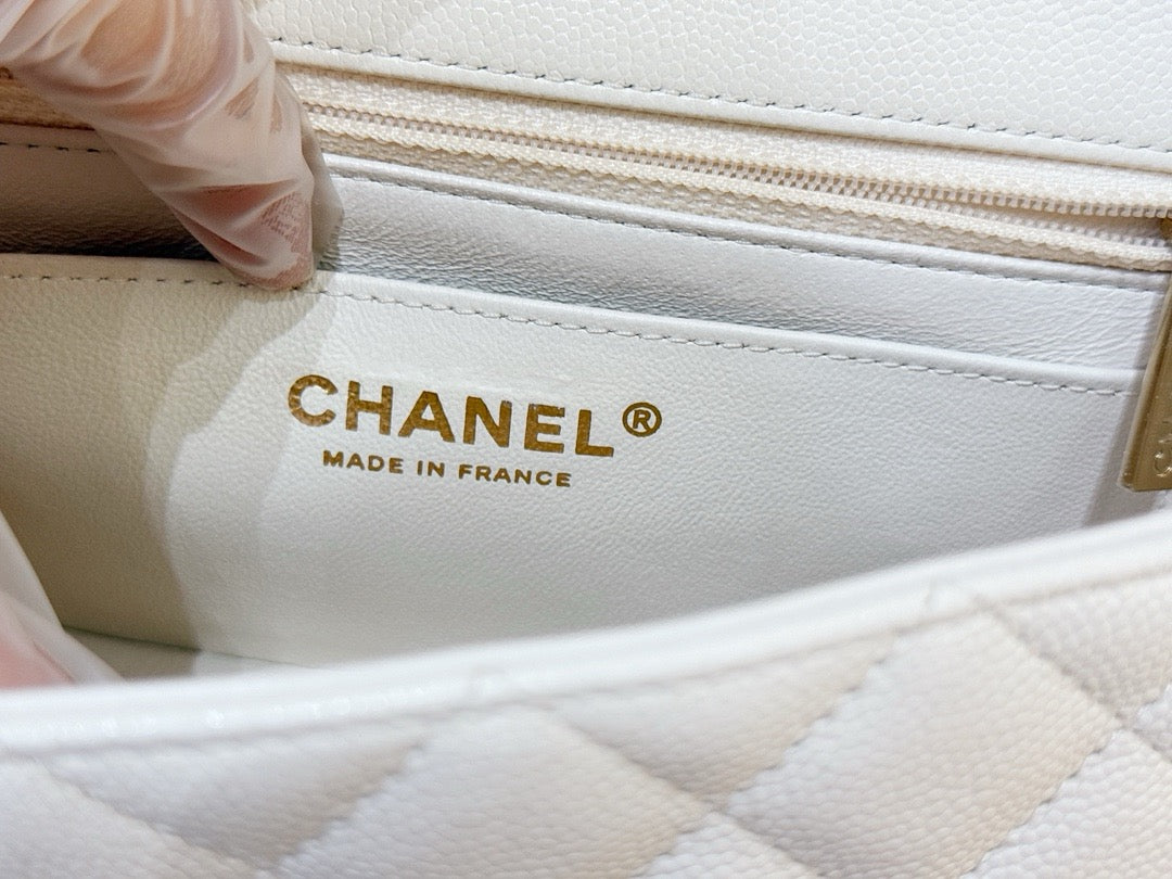 Chanel Mini Rectangle Caviar ivory 17C GHW 2339 holo