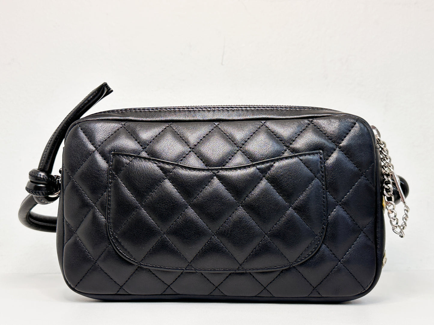 Chanel Calfskin Quilted Cambon Pochette Black White 92 holo card