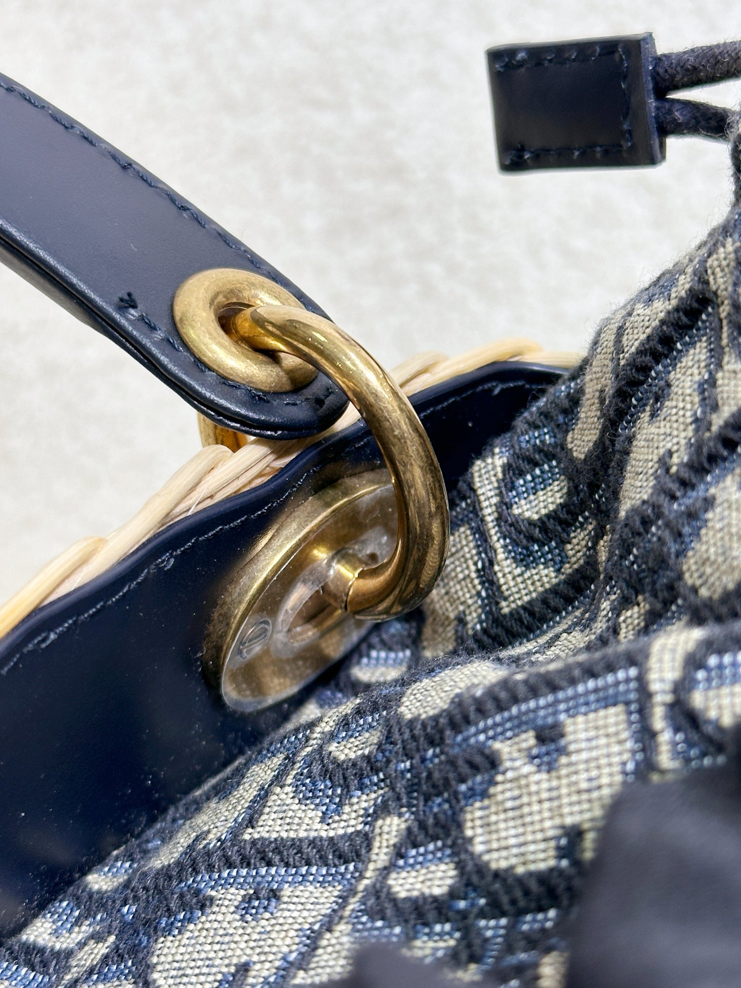 Christian Dior Bicolor Wicker Jacquard Mini Lady Dior Bag