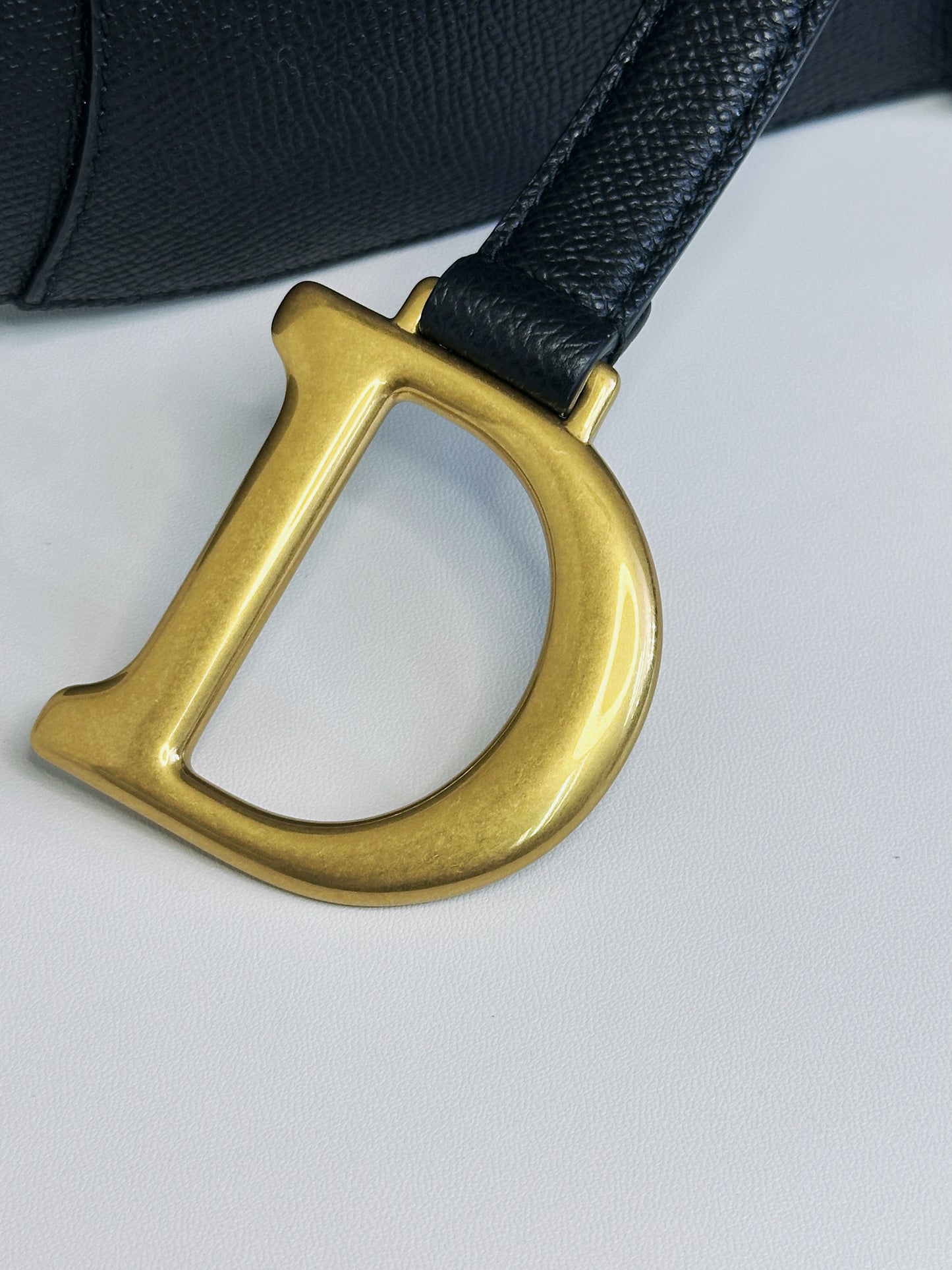 Christian Dior Saddle Bag with Strap Golden Saddle Black Calfskin 2022 year