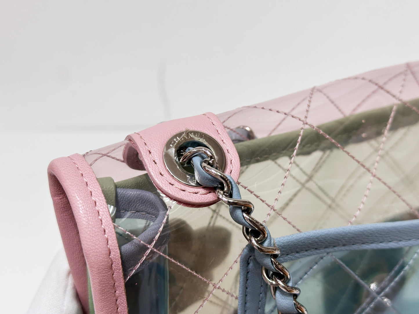 Chanel Coco Splash PVC Medium Flap Bag Pink/Green/Blue 25499 holo