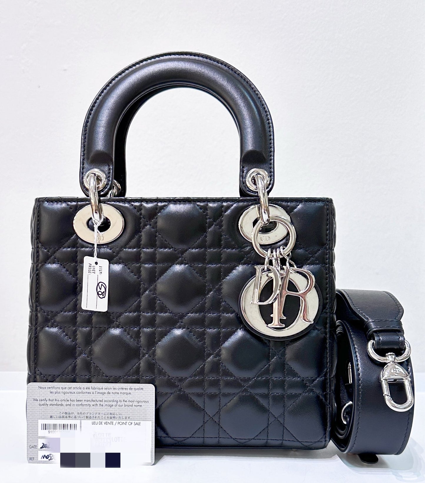 CHRISTIAN DIOR Lambskin Cannage Small My ABCDior Lady Dior Black SHW