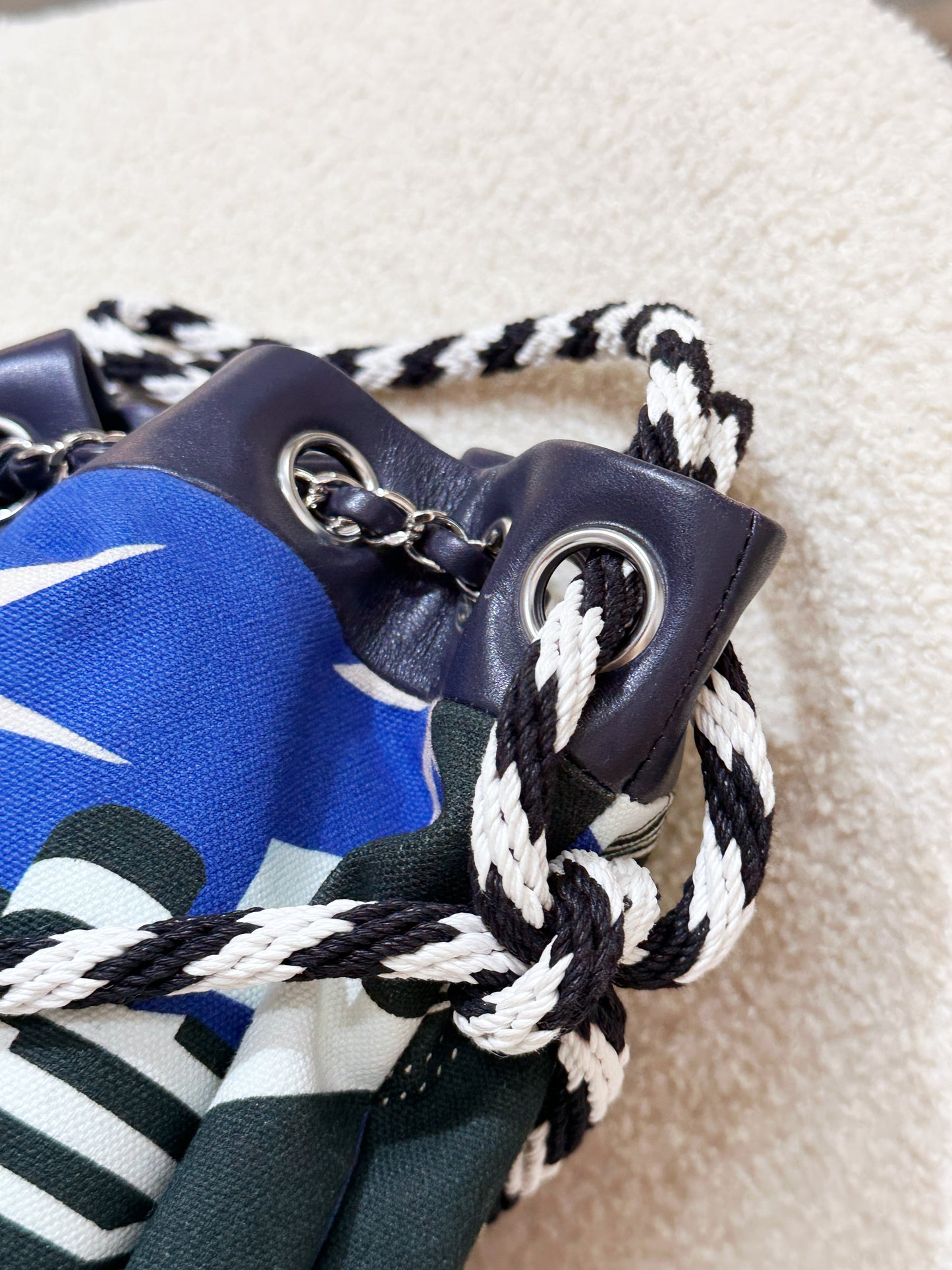 Chanel Blue Cotton Drawstring Bag Multiple colors 2704 holo card