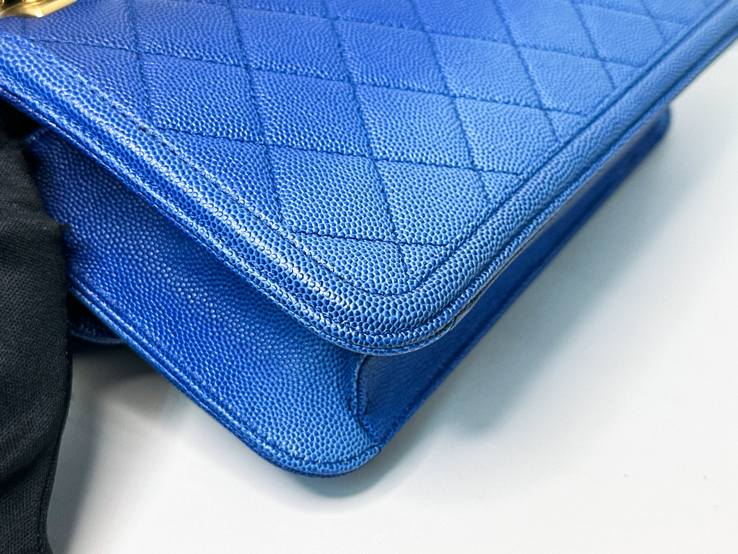 CHANEL Caviar Quilted Small Sunset On The Sea Flap Blue 2721 holo card