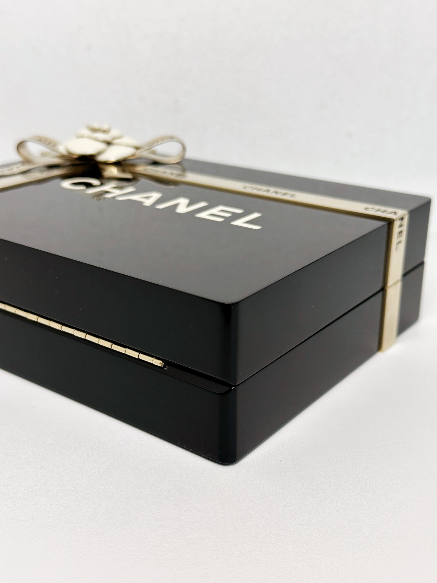 Chanel Plexiglass Gift Box Clutch Black 2327 holo card