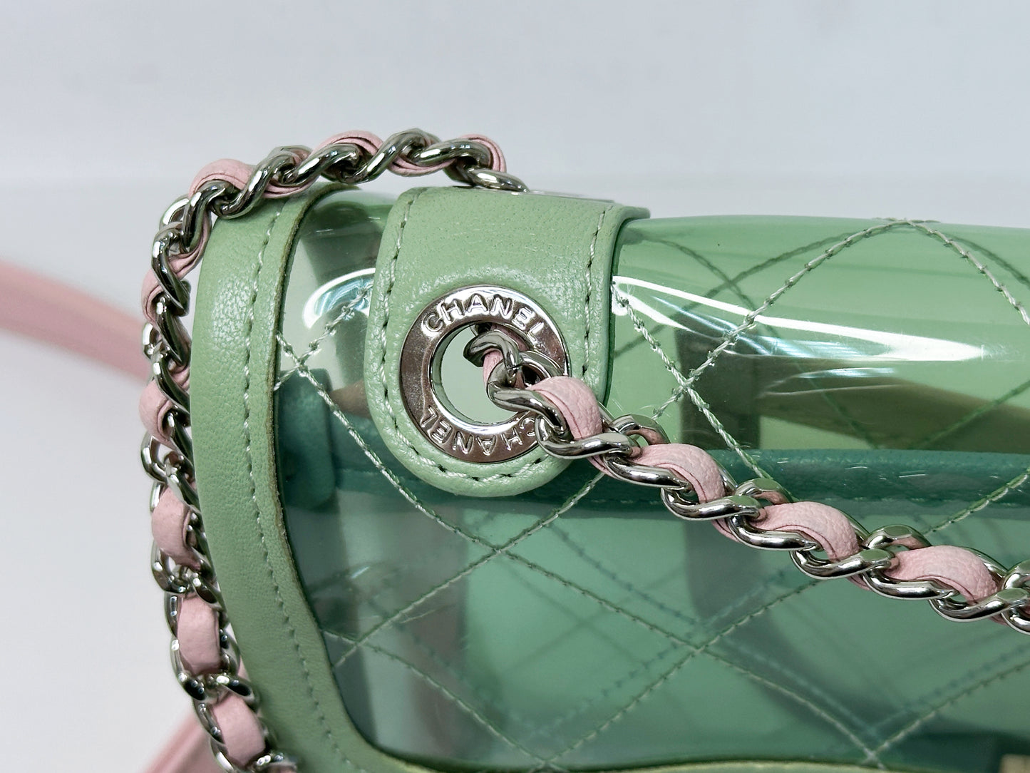 Chanel Coco Splash PVC Mini Flap Bag Green/Blue/Pink 25499 holo