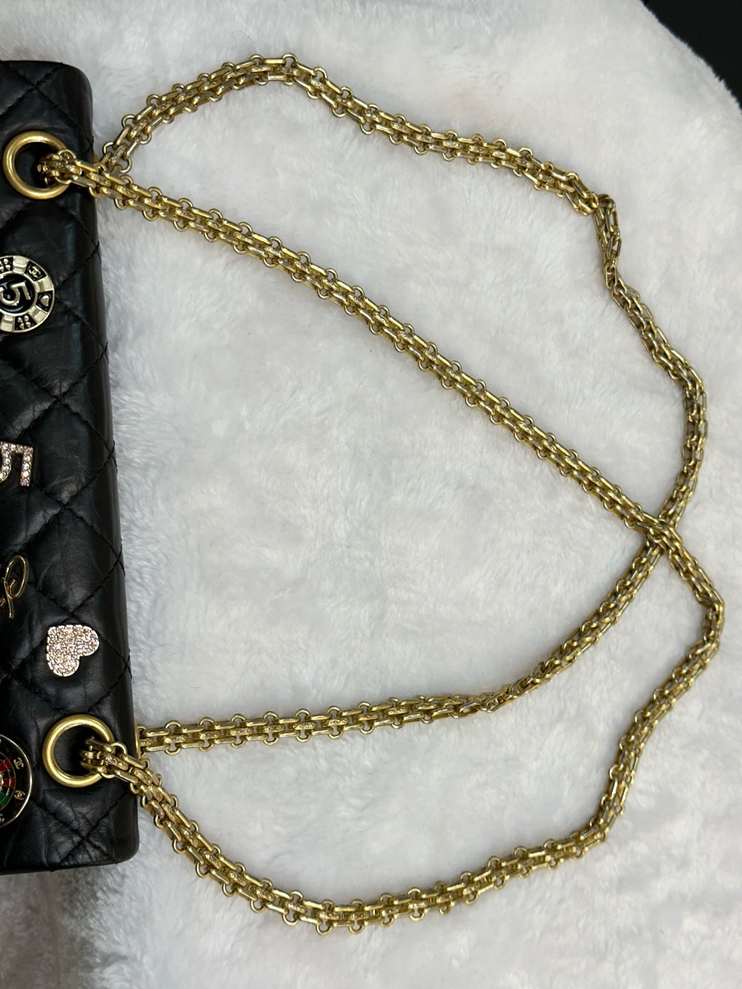 Chanel 2.55 Reissue Aged Calfskin Lucky Charms 225 Flap Black GHW