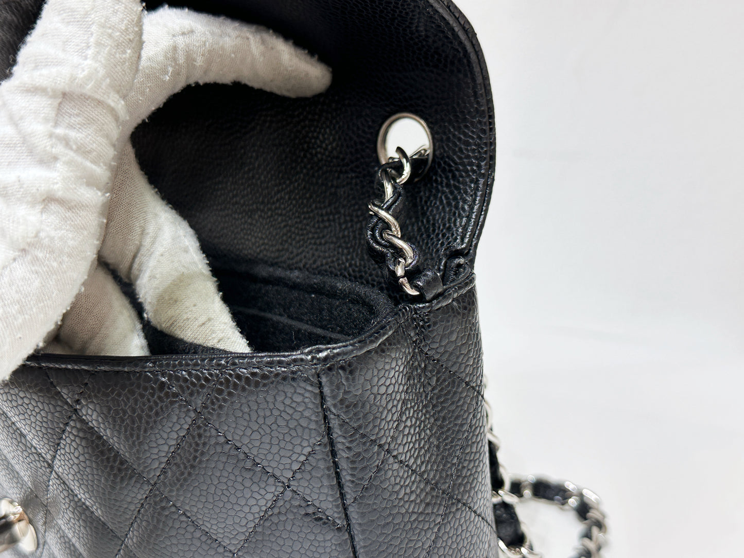 Chanel Caviar East West Flap Bag Black SHW 1172 holo card