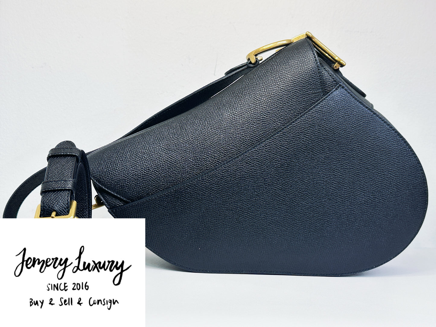 Christian Dior Saddle Bag with Strap Golden Saddle Black Calfskin 2022 year