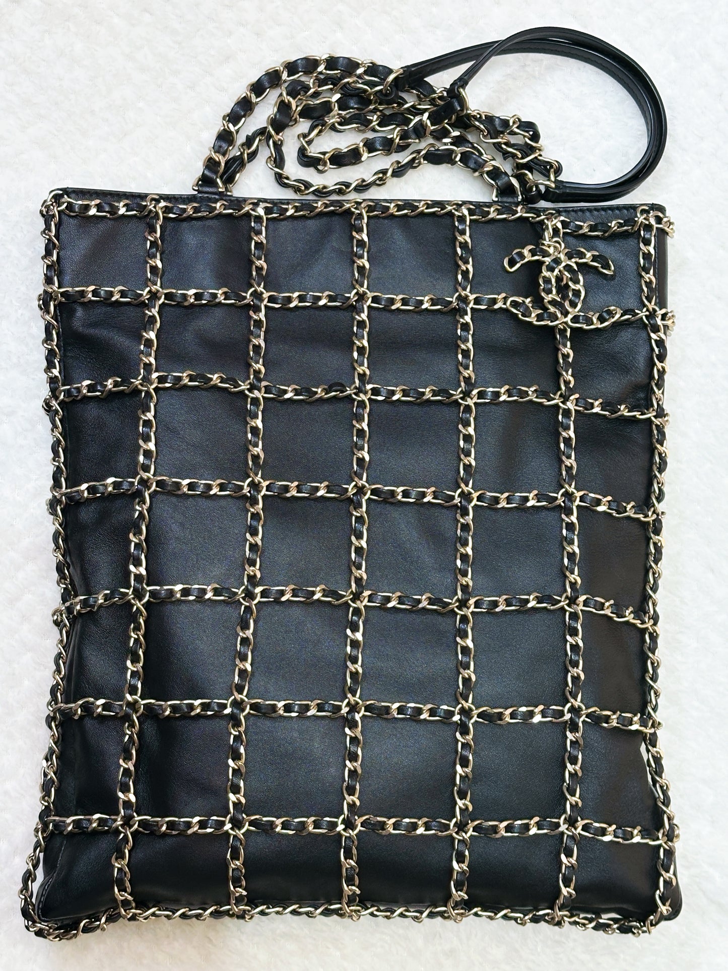 Chanel CC Lambskin Shopping Tote with Chain GHW 2875 holo card