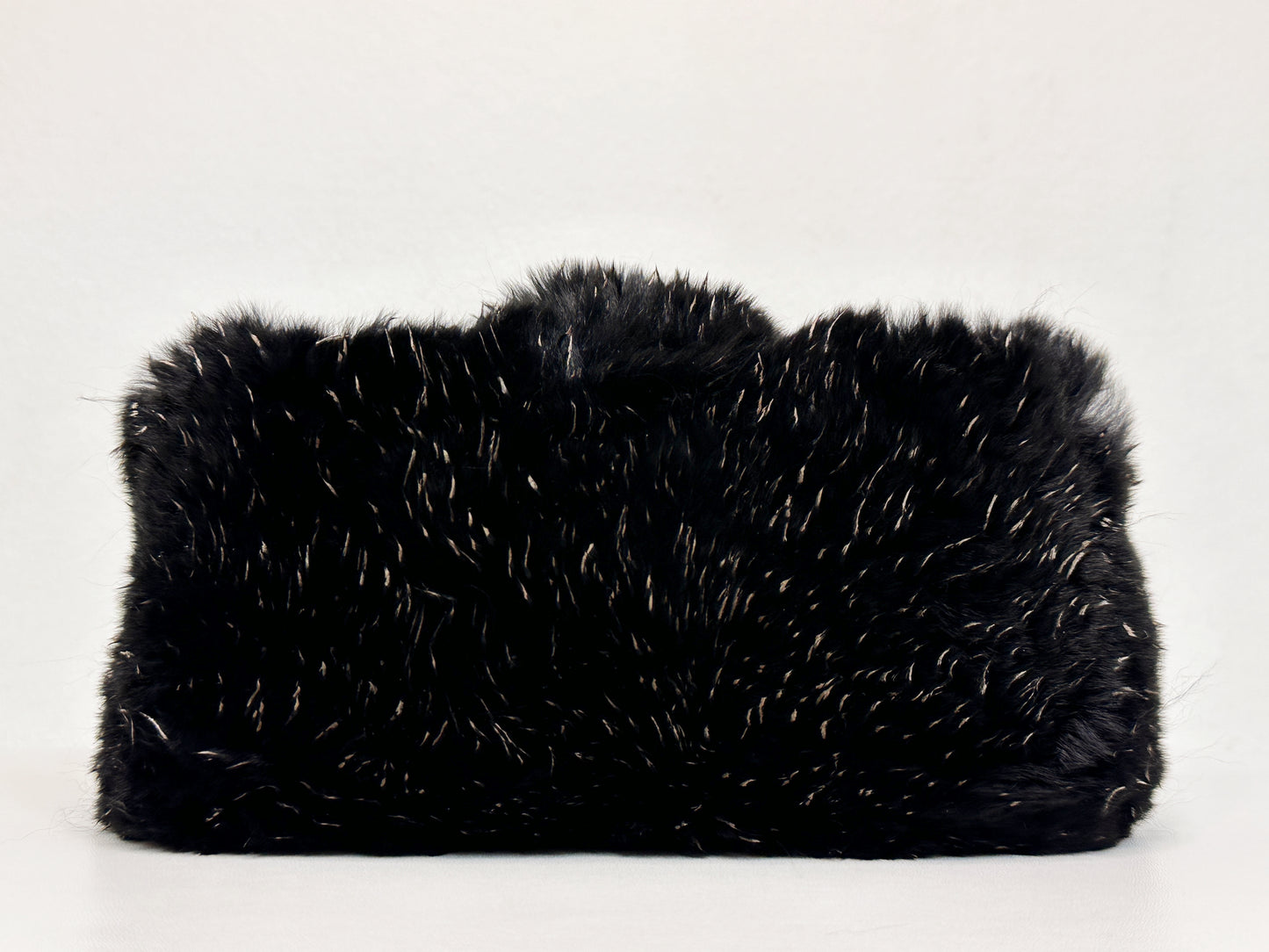 Chanel CC Black Fur Chain Clutch 2270 holo card