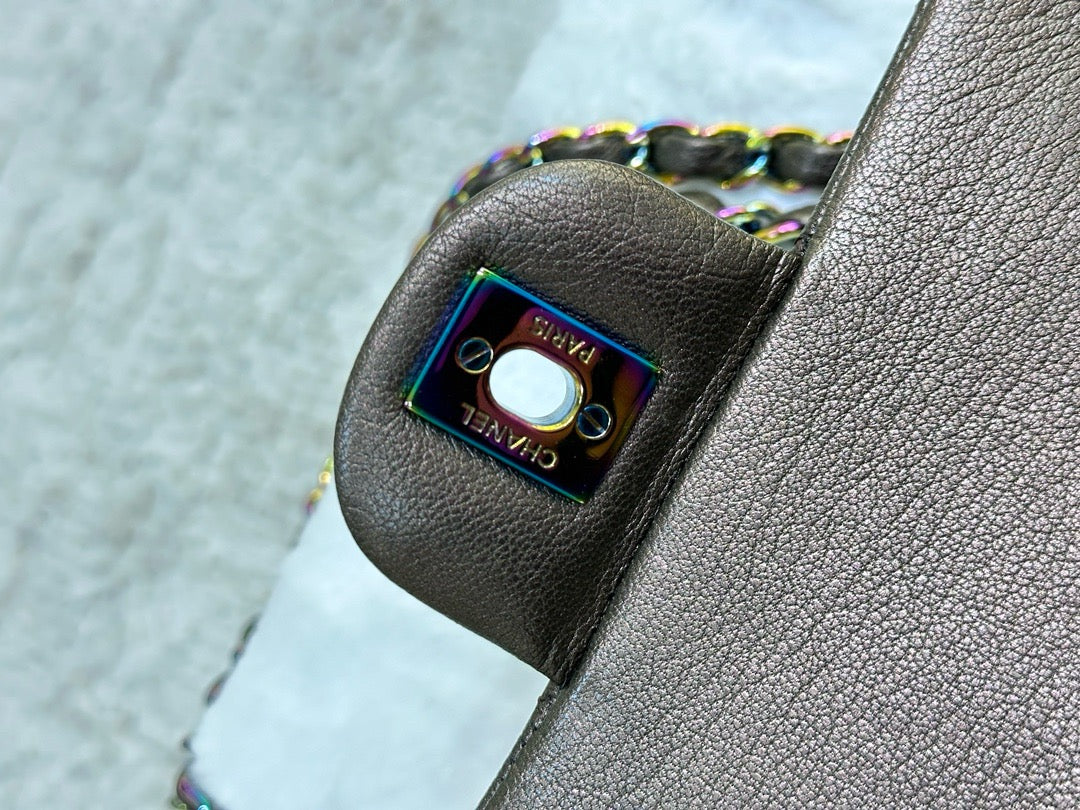 CHANEL Classic Bronze Double Flap Iridescent Hardware