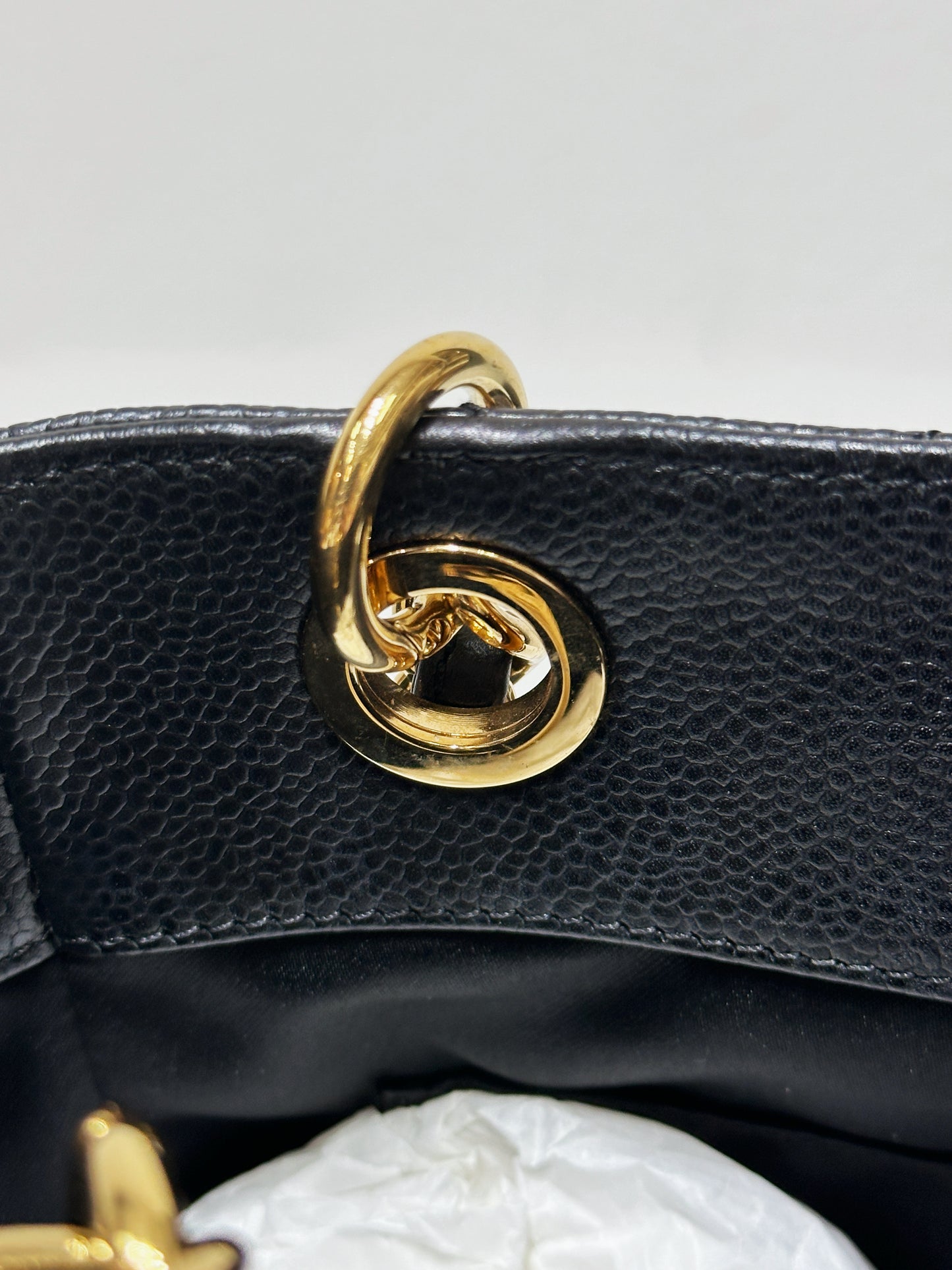 Chanel Caviar Quilted Petit Shopping Tote PST Black GHW 1608 holo card