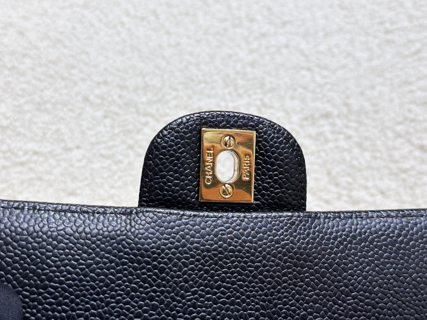 Chanel 24K Gold Caviar East West Flap Bag Black GHW 1273 holo card