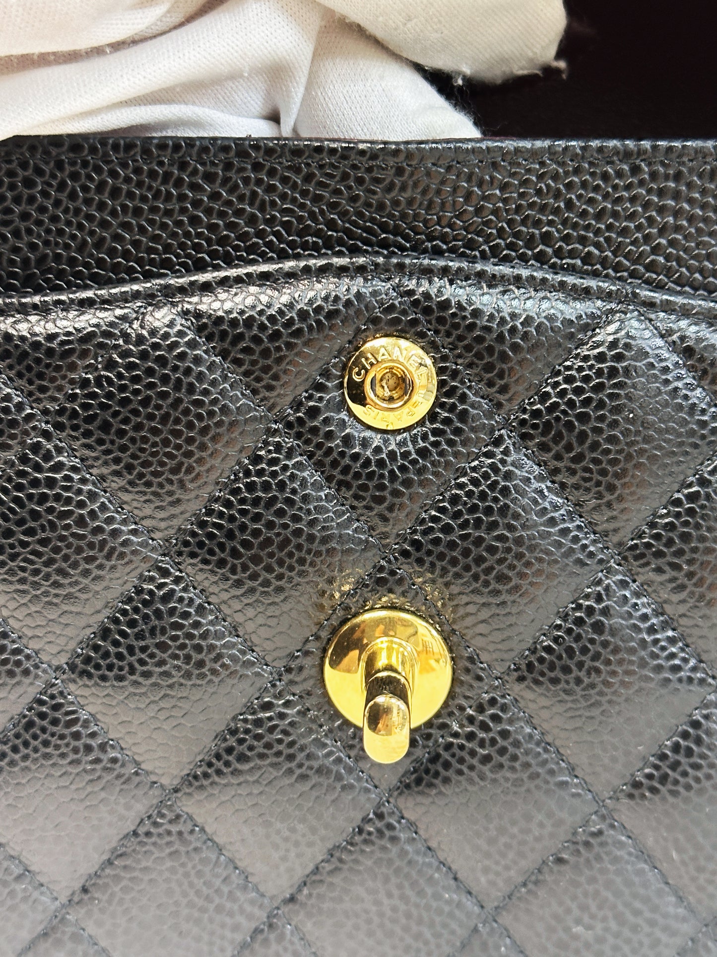 Chanel Small Classic Quilted Caviar Double Flap Bag Black TLLT Microchip