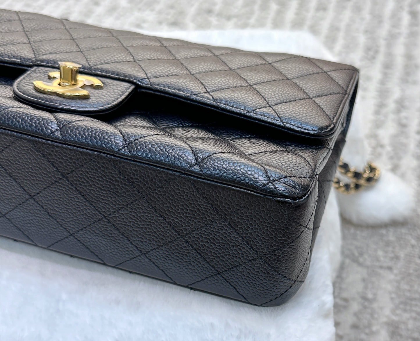 Chanel Medium Classic Flap Caviar Black Gold Hardware