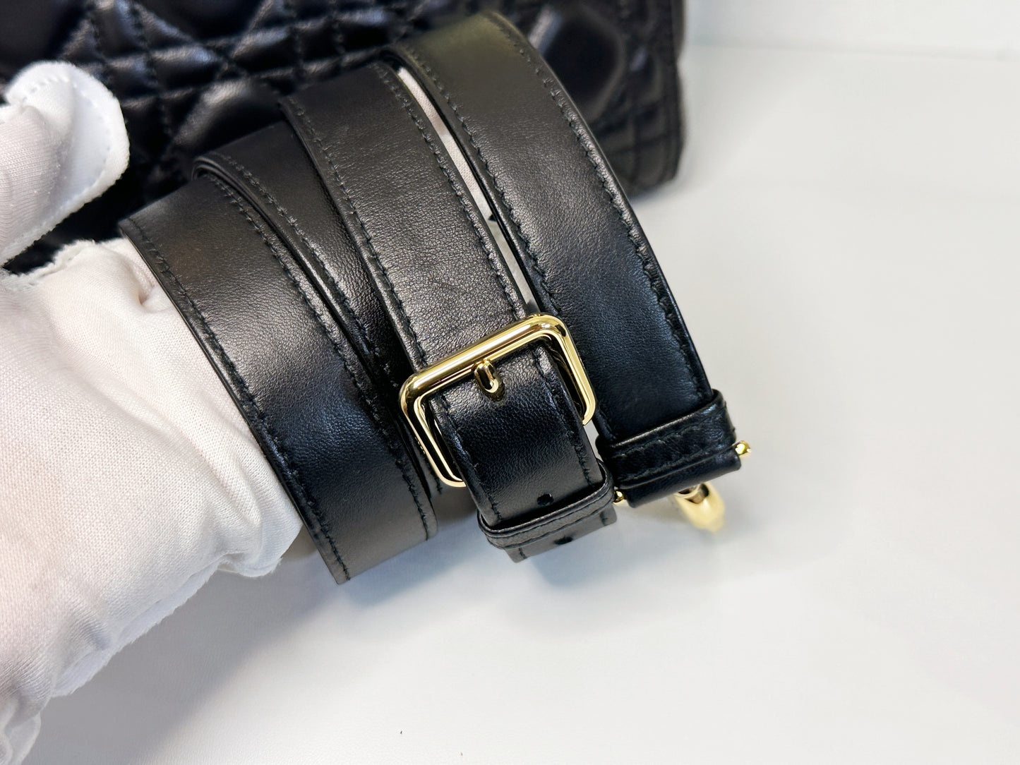 Christian Dior Medium Cannage Lambskin Lady Dior Bag Black GHW