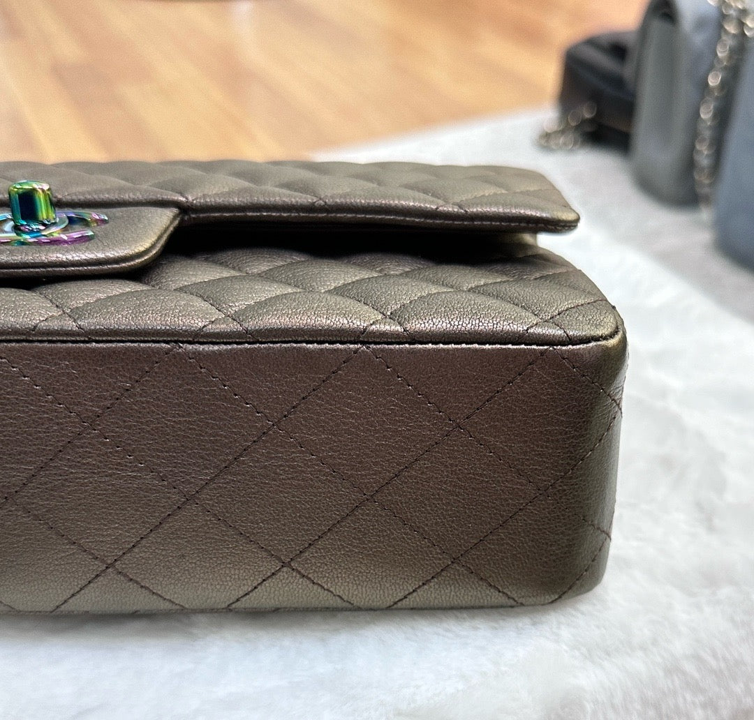 CHANEL Classic Bronze Double Flap Iridescent Hardware