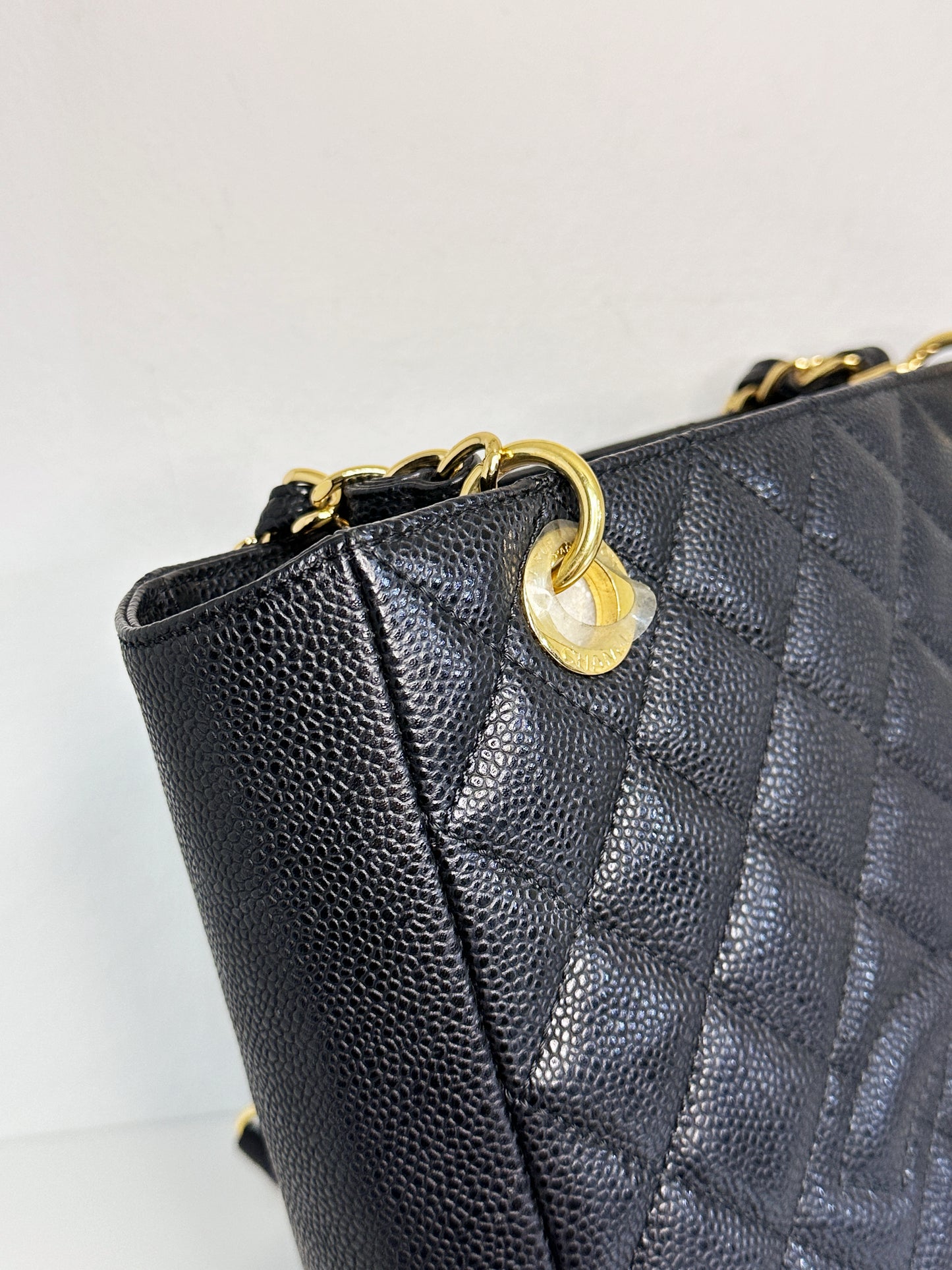 Chanel Caviar Quilted Petit Shopping Tote PST Black GHW 1602 holo card